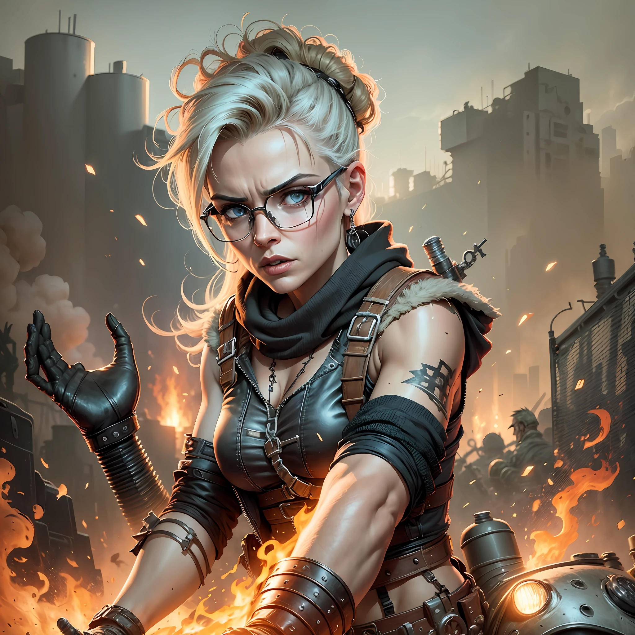 there is a poster of a movie with a skull and a motorcycle, fury road, mad max, apocalyptic 8 k, apocalyptic 8k, mad max fury road, mad max dust storm, from the movie mad max fury road, mad max inspired, madmax, apocalyptic road warrior vibe, hq artwork, mad max fury road style, michael bay movie, movie artwork, all wearing a eyeglasses --auto --s2