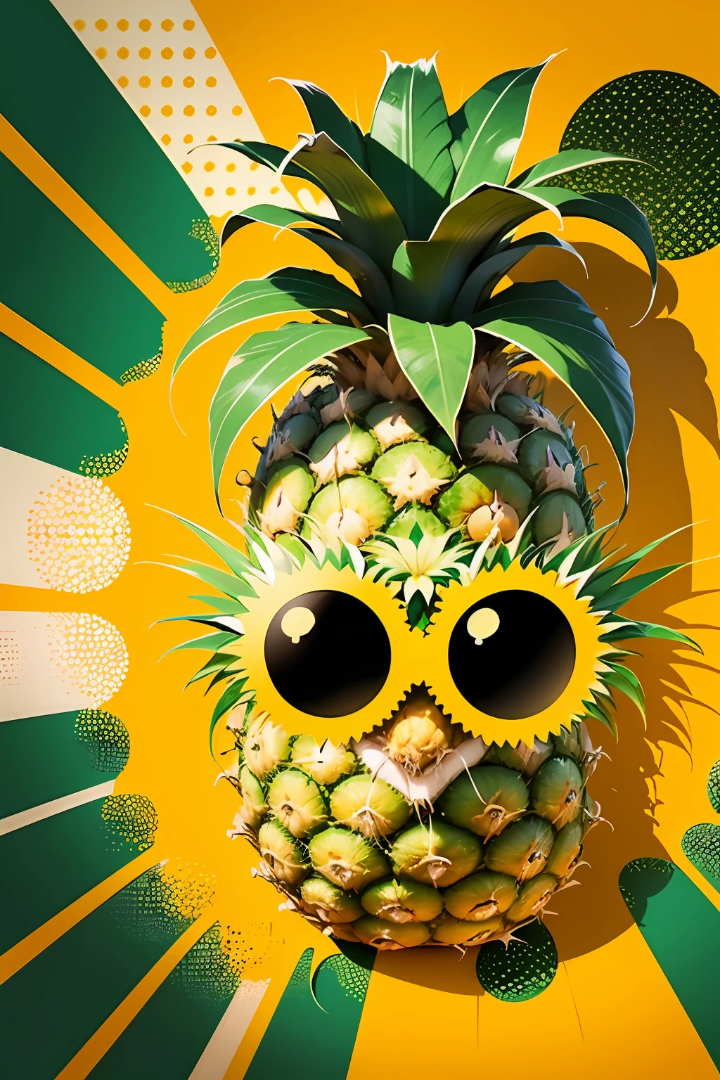 minimal logo of pineapple, pop art, dots, lines, colourful, vivid , white background --auto --s2