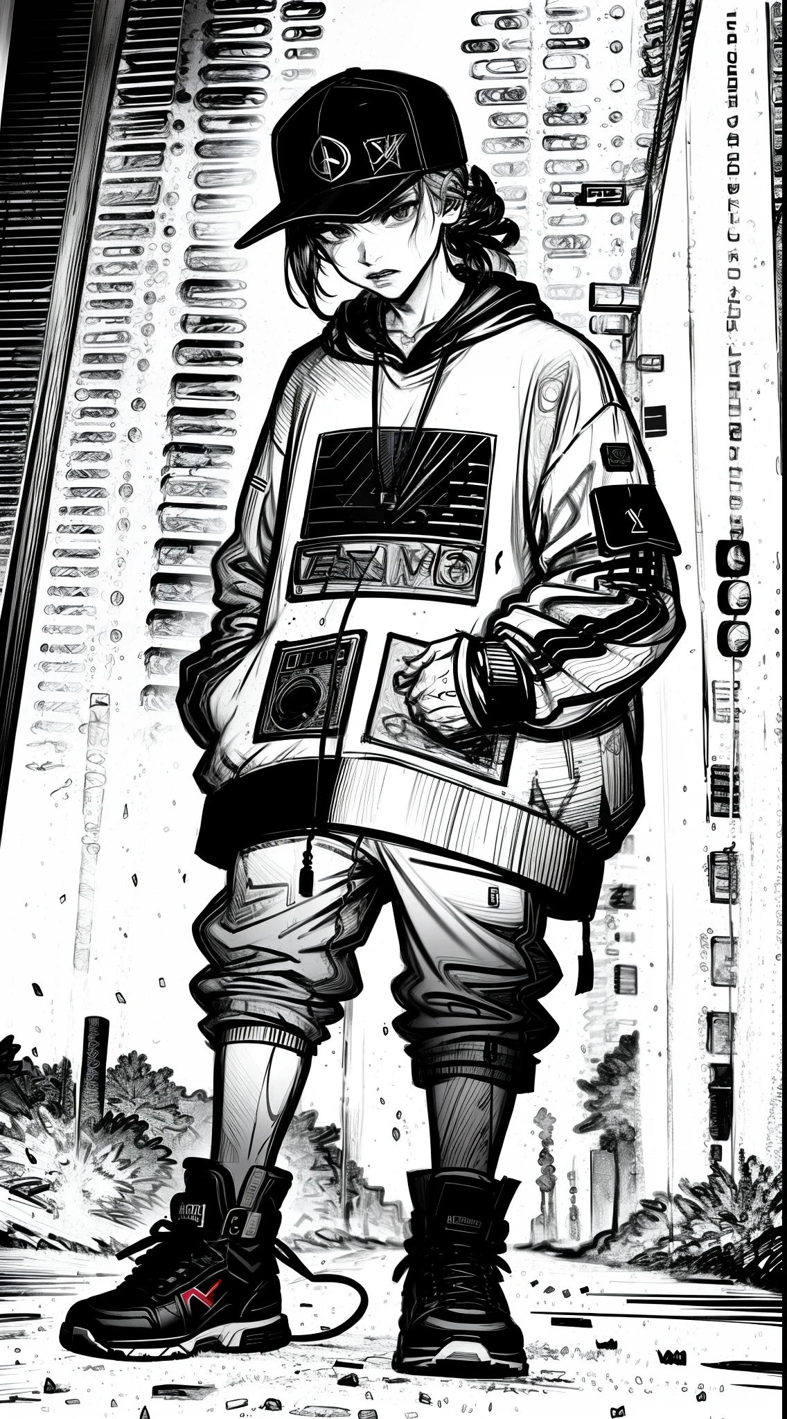 Use images of microphones, turntables, cassettes, headphones and other elements that are related to rap and hip hop music.
Use graffiti photographs, street murals, and other street culture elements that represent the aesthetics of rap and hip hop.
You can make use of illustrations by renowned rap and hip hop artists, using drawing or painting techniques.
Use patterns and colors that represent hip hop culture, such as black, red, blue, green, and more.
Create an abstract design that references rap music, using geometric shapes, curved lines, and vibrant colors.
It includes various elements that refer to hip hop culture, such as letters and numbers in graffiti style, breakdance images, among others.