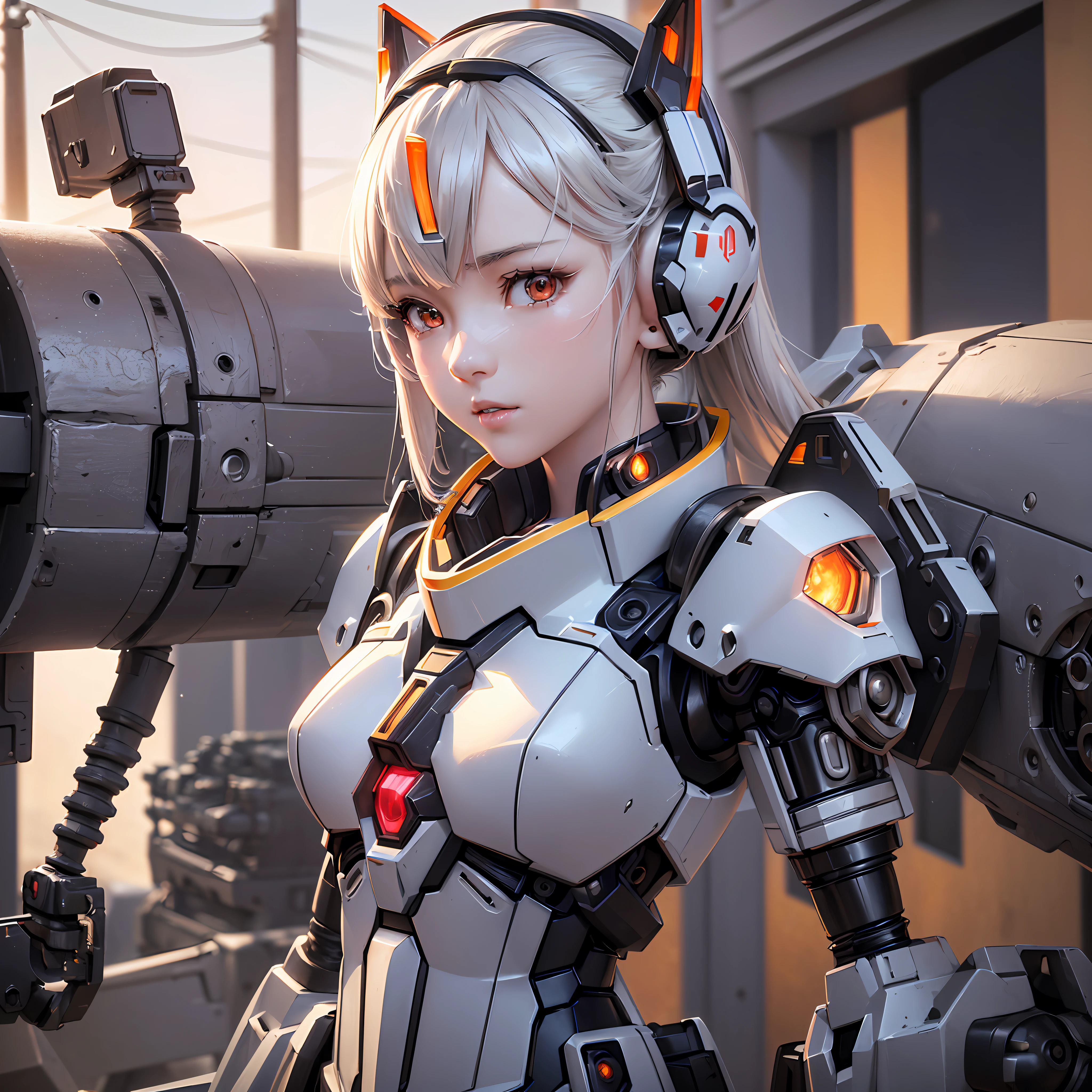 1 Gundam Girl, (((Ultra-realistic detail)), Japan person, portrait, global illumination, shadows, octane rendering, 8K, ultra-sharp, metal, intricate ornament details, very intricate details, realistic light, CGSoation trends, glowing eyes, facing the camera, neon details, mechanical limbs, mechanical vertebrae attached to the back, Mechanical neck attachment --auto --s2
