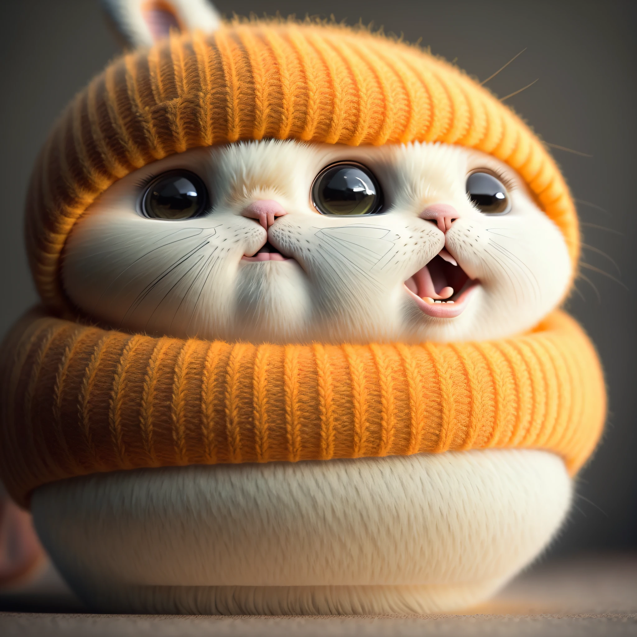 cat, orange, fat, garfield, no_humans, depth of field, disney style, DARK_Glam, wearing DRK_Glam, deep shadow, (dark: 1.4), (8k, RAW photo, best quality, masterpiece: 1.2), big expression happy with mouth