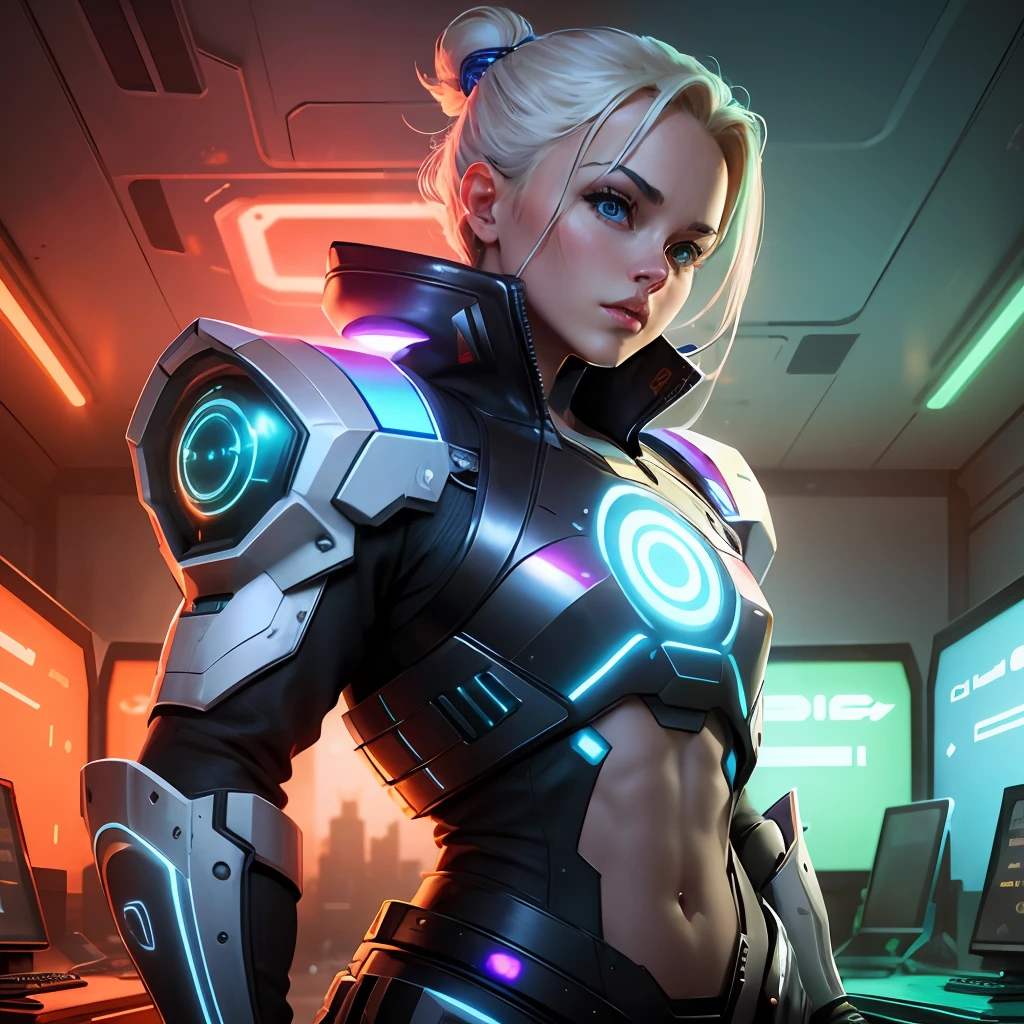 Quantum video game, LEDs, retrofuturistic style, futuristic video game design, quantum futuristic arcade. --auto --s2