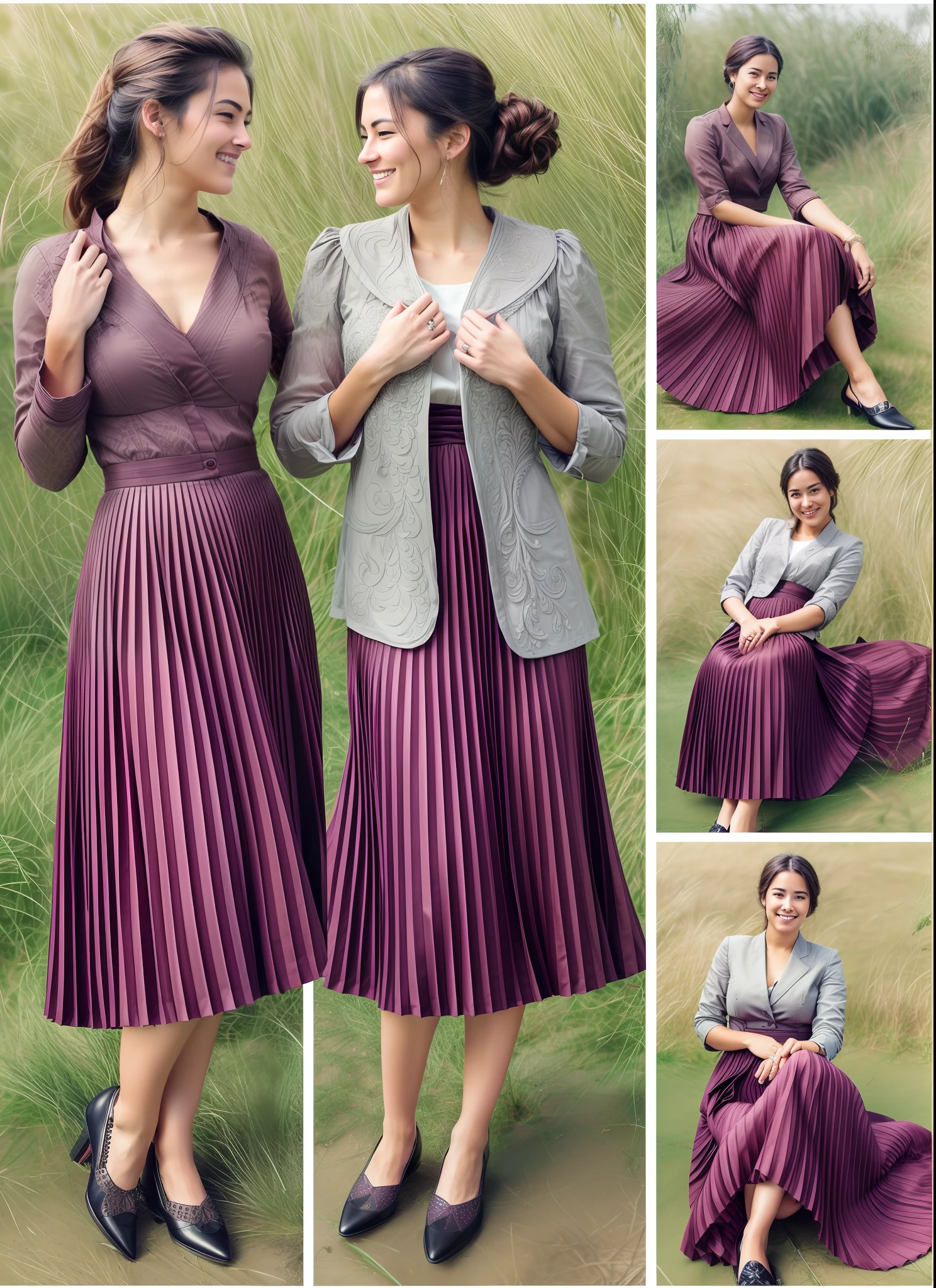 35mm f1.4 Kodak portra 400 photograph, extremely high quality RAW photograph, a lot of therapists are going to kiss you and love you and breastfeed you while wearing long skirts, (shy) authentic (kind and tender) lesbian women wearing short blazers with a very very detailed (long (fully pleated) full circle skirts) and (simple) low heeled office shoes, very very intricate hyper-detailed symmetric (attractive graceful young feminine faces) with (sad, tired) eyes and a (flirty smiles:1.5), full of empathy and compassion and love, (pronounced feminine features:1,3), big boobs, large breasts, (highly detailed ultra accurate realistic) hands and fingers, ((windy conditions and wind blowing)), epic composition, highly detailed attributes, highly detailed atmosphere, detailed background, intricate, Exquisite details and textures, highly detailed,