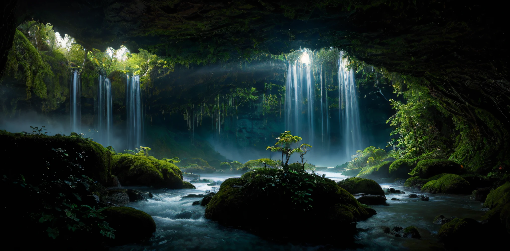 Masterpiece,  (((magical lighting action shot))) (((vast heavenly fantasy landscape lush garden of eden cascade deep cave system))),  moody lighting, blue hour, blue colors, very detailed, dramatic lighting, digital art trending on Artstation 8k HD high definition detailed realistic, detailed, texture, hyper detailed, realistic texture, best quality, ultra high res, (photorealistic:1.4), high resolution, detailed, raw photo, sharp re, nikon d850 film stock photograph 4 kodak portra 400 camera f1.6 lens rich colors hyper realistic lifelike texture dramatic lighting unrealengine trending on artstation cinestill 800, (((500px, fstoppers, photosight.ru, iso noise)))