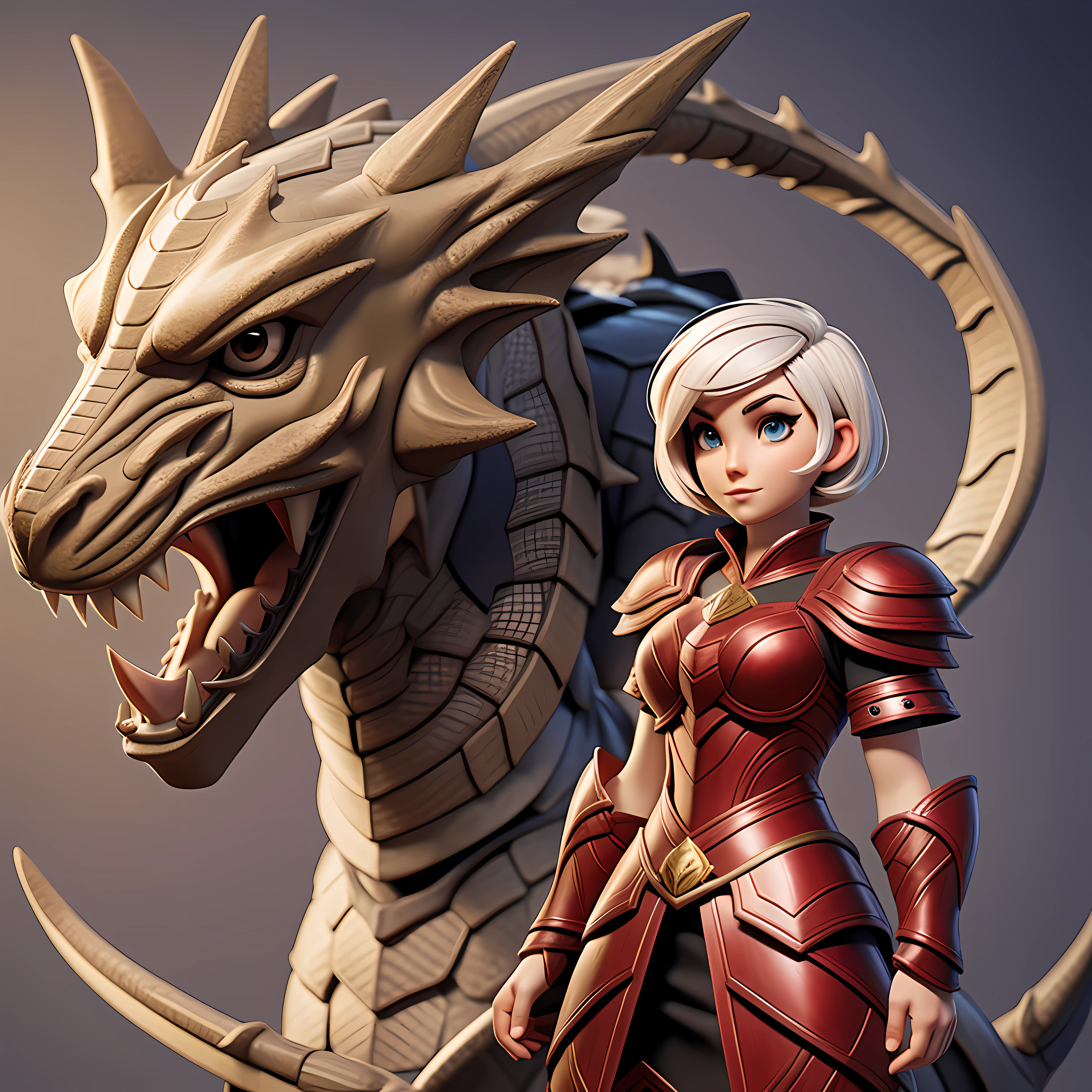 A close up of a woman in a red dress next to a dragon - SeaArt AI