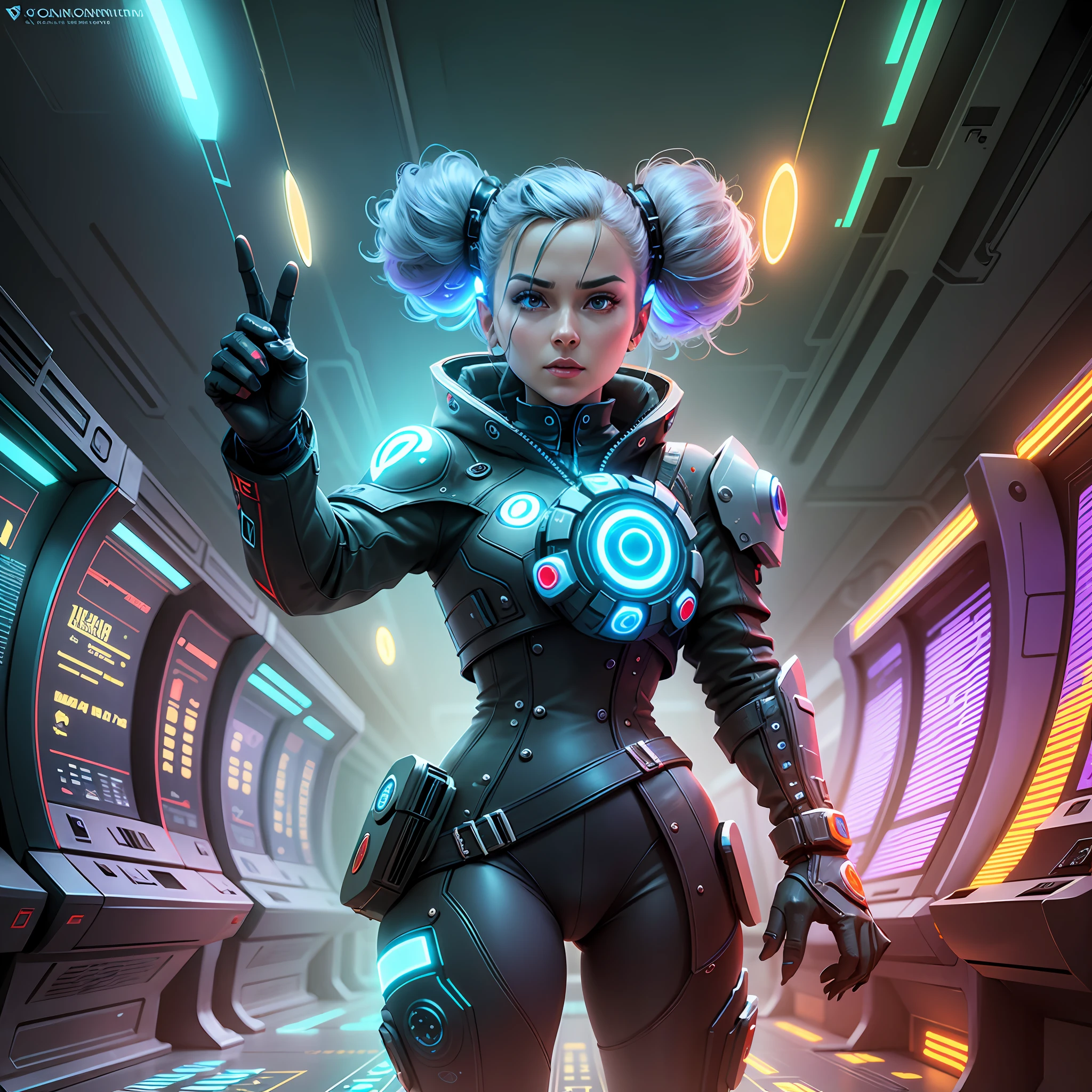 Quantum video game, LEDs, retrofuturistic style, futuristic video game design, quantum futuristic arcade. --auto --s2