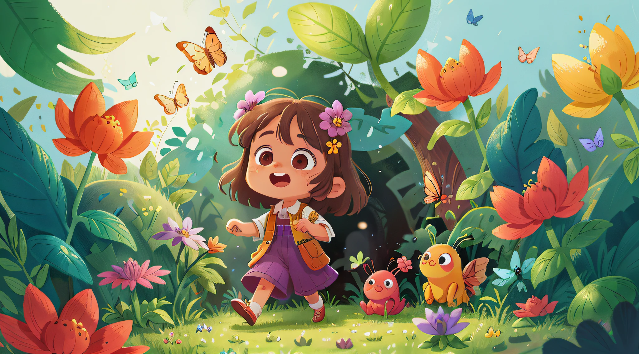 Place colorful and bright butterflies