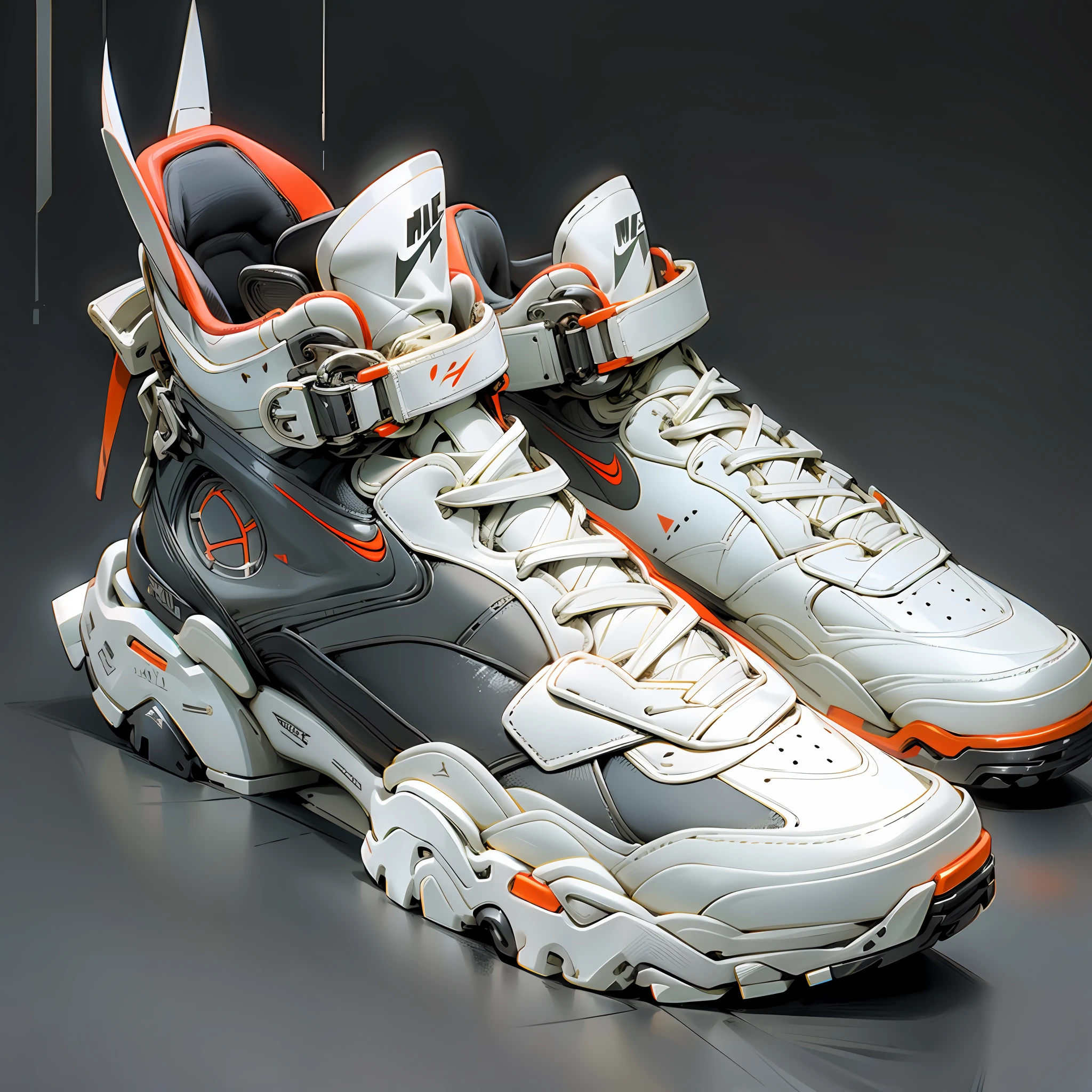nike air force high og'07's in white and black and red, concept art inspired by Christopher Williams, tumblr, neo-dada, futuristic sneakers, basketball sneaker concept art, futuristic balenciaga sneakers, sneaker design, futuristic hi-tech details, very futuristic, '20, focus on sneakers only, 2 0 2 2, 2022 --auto --s2