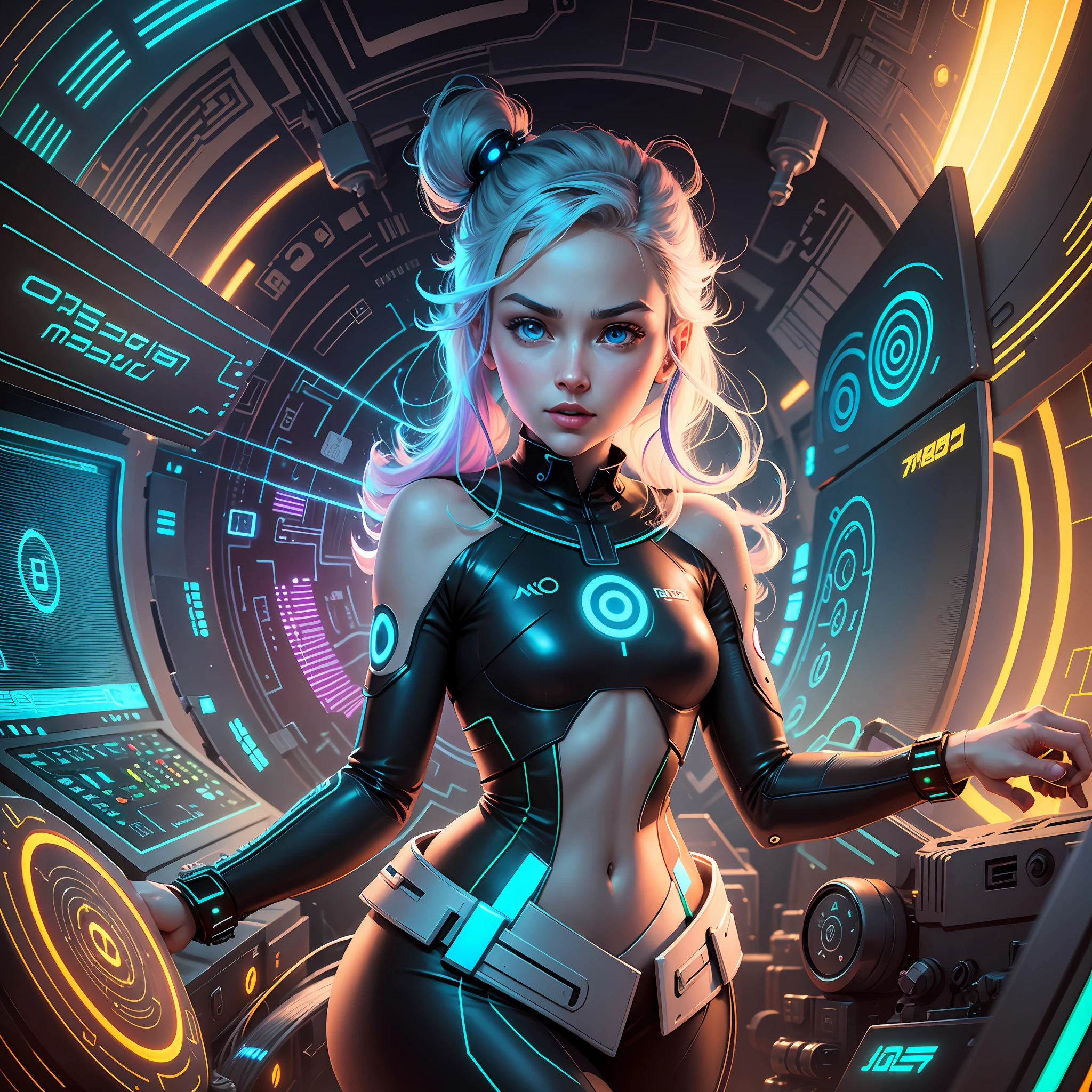 Quantum video game, LEDs, retrofuturistic style, futuristic video game design, quantum futuristic arcade. --auto --s2