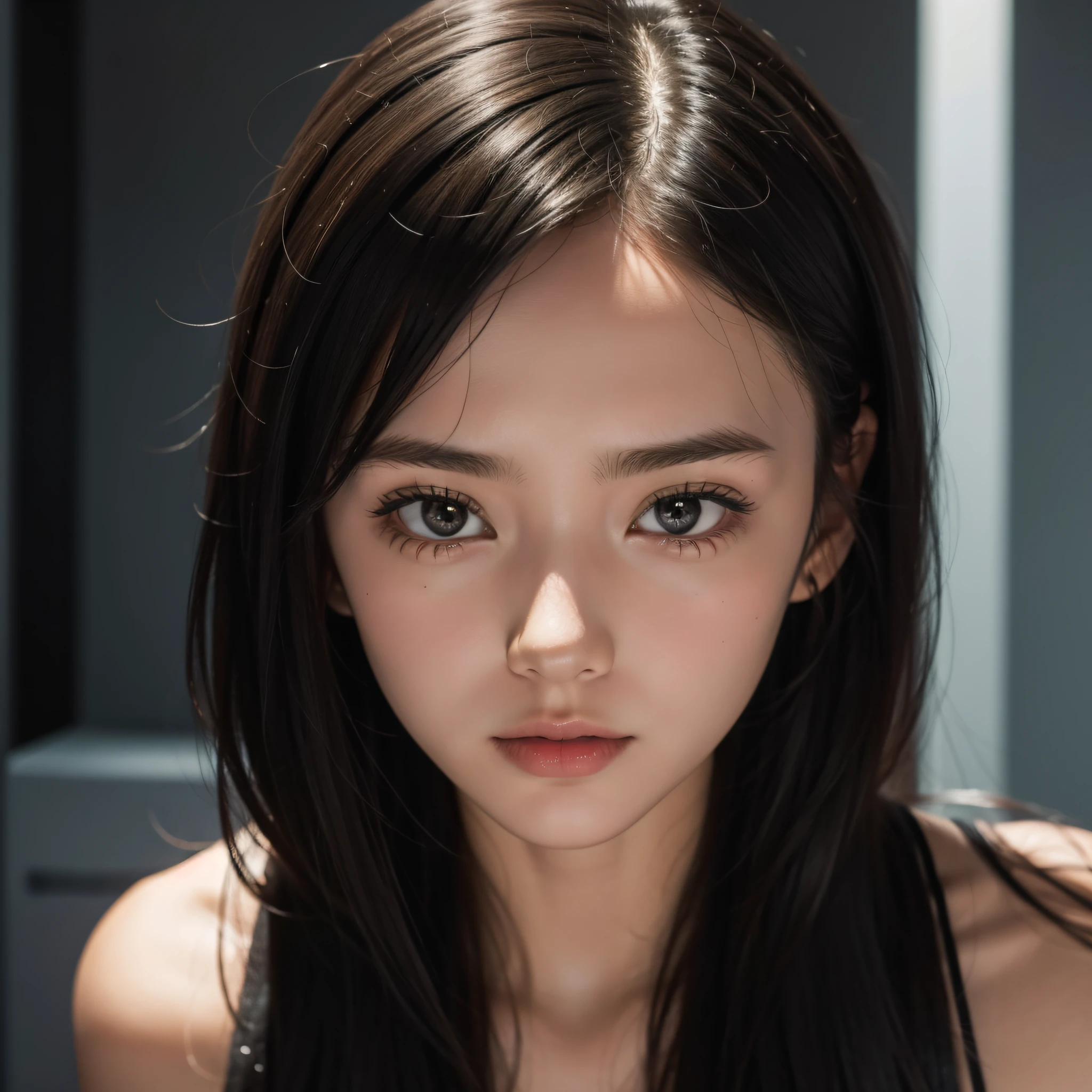 Close-up of a girl from the front Looking at the camera