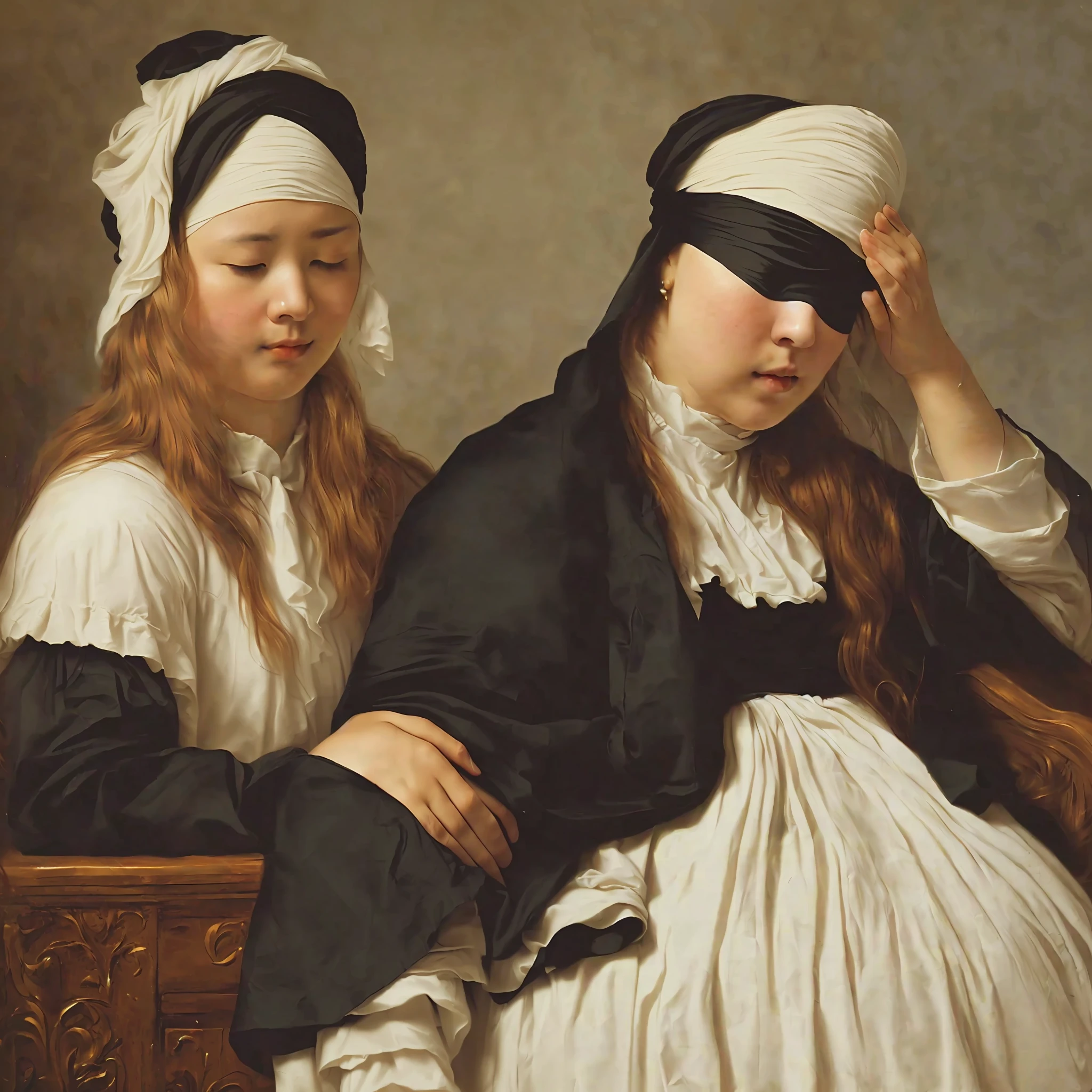 Blonde woman blindfolded