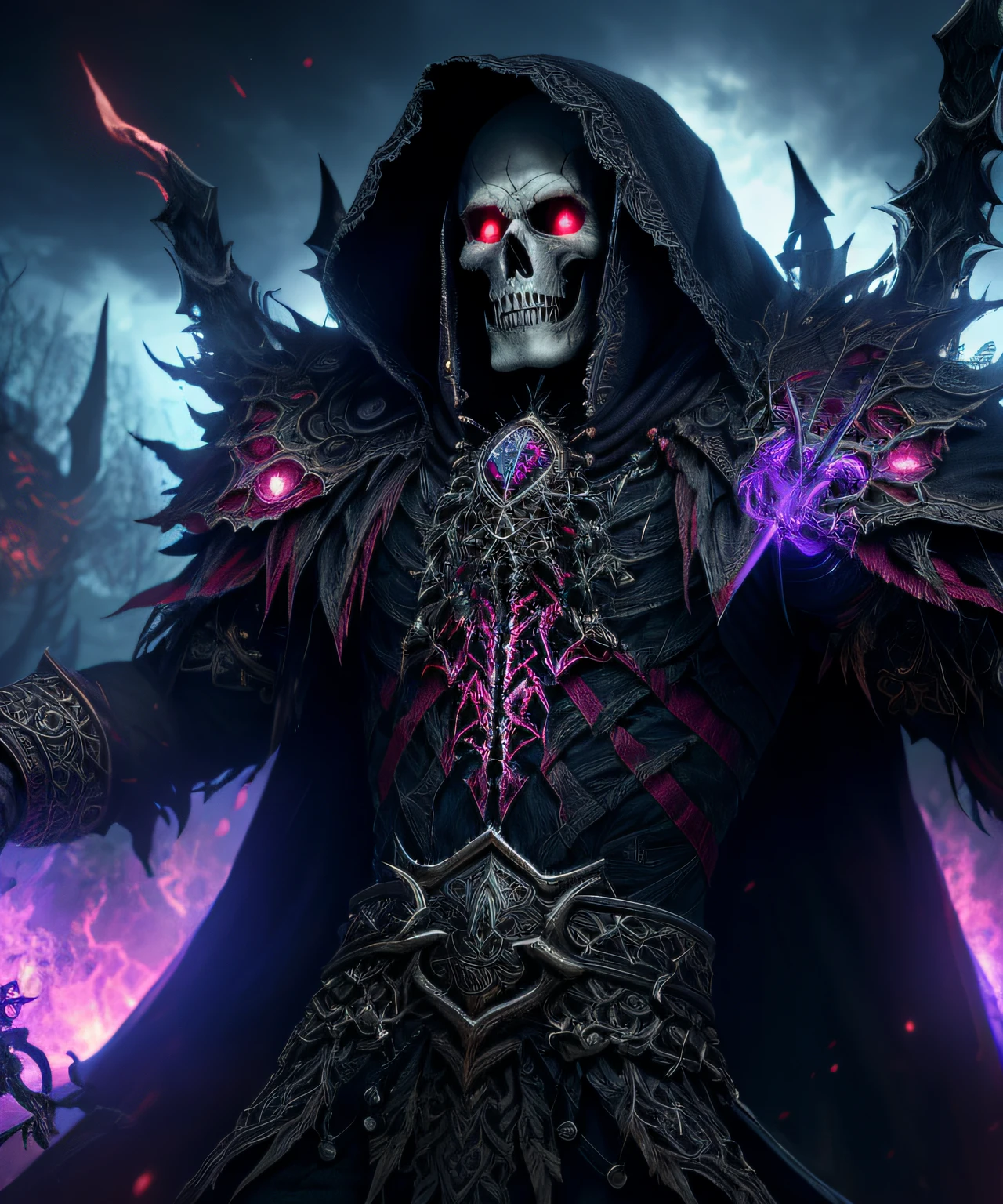 (extremely detailed 8k wallpaper),a medium shot photo of a fearful necromancer, intricate, high detail, dramatic