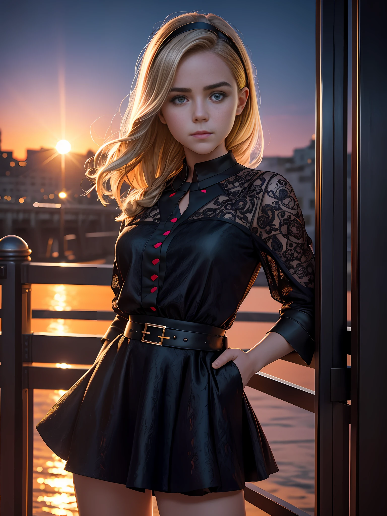 a full body photo, Kiernan Shipka as Sabrina Spellman, teenagewitch, sunset, style of (Steve McCurry), Nikon Z FX device, EF 70mm lens, cinematic lighting, long exposure style, long shot type, vibrant color scene, realistic photo, intricate, beautiful face, ultra detailed face, perfect body, full body, perfect, perfect, realistic, highly detailed, Art Station,  trend, realistic face, realistic skin, detailed eyes, great art, ultra realistic render n-9, 4K, 8K, 16K, 20K, HDR, UHD, 64K, Perfect Luminance, hyper realistic, symmetrical face, Bokeh, High-resolution scanning, professional photography