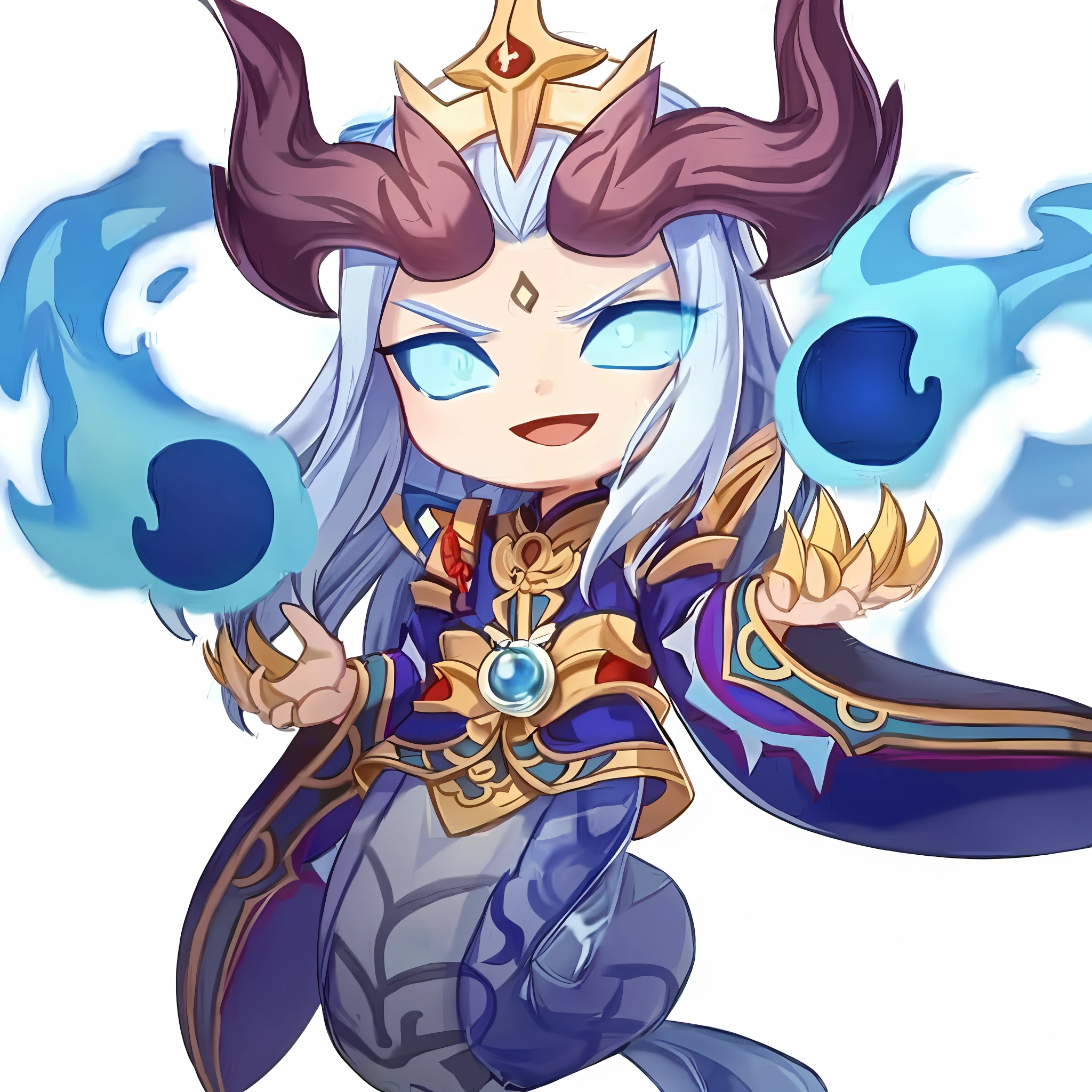 A closeup of a cartoon character with blue and white hair, Keqing from Genshin Impact, character art from Maple Story, Loong, Heise Jinyao, Zhongli from Genshin Impact, Genshin Impact character, Ne Zha from Smite, Queen of the Sea Mu Yanling, Water Demon, Atlantean Mystic Valkyrie, Chibi, ultradetalist, 4k, transparent background