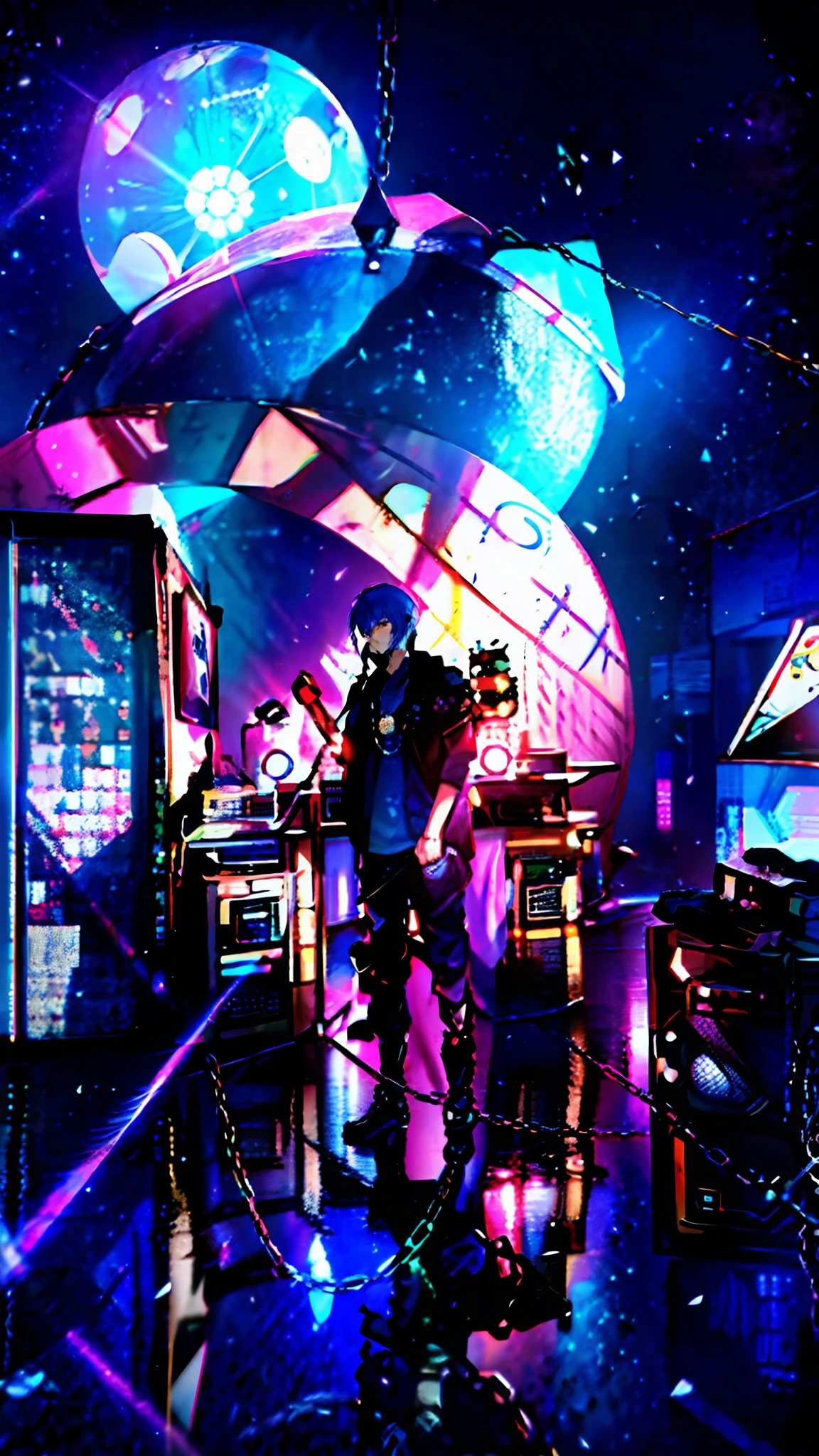 there is a man standing in front of a microphone in a room, in his basement studio, rapping into microphone, performing, saturation 40, sicko, photograph taken in 2 0 2 0, chillhop, in a studio, taken in 2 0 2 0, taken on a 2010s camera, nostalgic vibes, studio lit, dimly lit, blue eyes, badass anime, portrait, global illumination, shadows, octane render, 8k, ultra sharp, metal, intricate, ornaments detailed, perfectly drawn, perfect proportions, cold colors, lil peep, lil pump, xxxtentacion, justin bieber, marshal maters, highly intricate details, realistic light, trending on cgsociety, glowing eyes, facing camera, sicko, trending, ashy, photo from a promo shoot, end of an era, official artwork, promo image, dark walls, steampunk, punk, trapstar, album cover, white man, blue eyes, chains, rings, holding a microphone, lil peep, masked, shinobi, alternate album cover, album cover!, xxxtentacion, album art cover, album art, new album cover, yung lean, music album cover, album cover, rap album cover, colored album art, hardops, arca album cover, an album cover, album artwork, sicko, trending, anime artsyle, dark, darkness, shadows, perfect proportions, beautiful eyes, beautiful face, amazing, masterpiece, high resolution, 8k, 3d, shadows, lights, purple shades, perfectly drawn, low light room, in his basement studio, in a darkly lit laboratory room, in a dark studio room, standing in a dimly lit room, studio 4°c, studio lit, in a studio, psychedelic lighting, on stage, studio, studio ghibili, on a stage