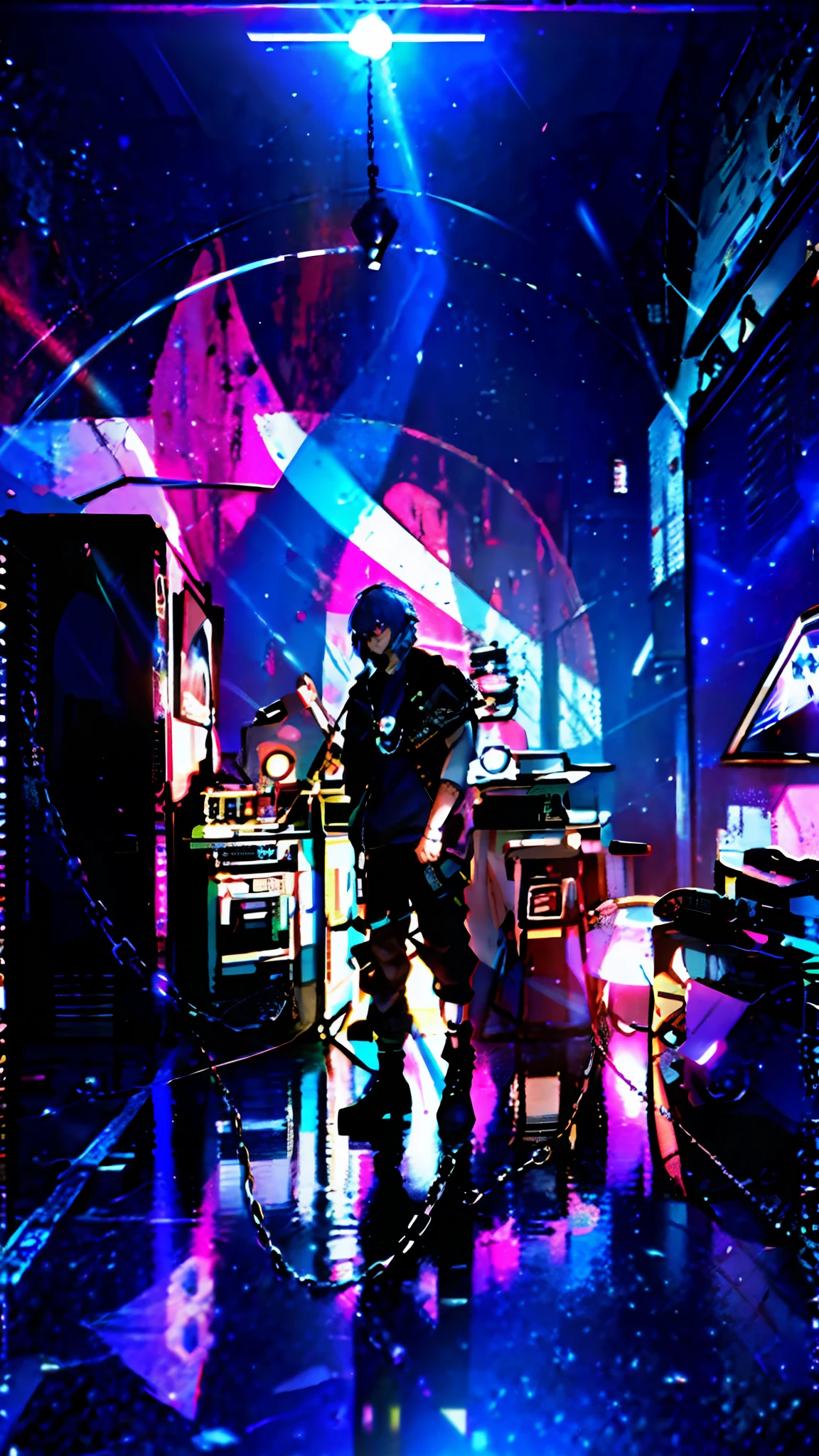there is a man standing in front of a microphone in a room, in his basement studio, rapping into microphone, performing, saturation 40, sicko, photograph taken in 2 0 2 0, chillhop, in a studio, taken in 2 0 2 0, taken on a 2010s camera, nostalgic vibes, studio lit, dimly lit, blue eyes, badass anime, portrait, global illumination, shadows, octane render, 8k, ultra sharp, metal, intricate, ornaments detailed, perfectly drawn, perfect proportions, cold colors, lil peep, lil pump, xxxtentacion, justin bieber, marshal maters, highly intricate details, realistic light, trending on cgsociety, glowing eyes, facing camera, sicko, trending, ashy, photo from a promo shoot, end of an era, official artwork, promo image, dark walls, steampunk, punk, trapstar, album cover, white man, blue eyes, chains, rings, holding a microphone, lil peep, masked, shinobi, alternate album cover, album cover!, xxxtentacion, album art cover, album art, new album cover, yung lean, music album cover, album cover, rap album cover, colored album art, hardops, arca album cover, an album cover, album artwork, sicko, trending, anime artsyle, dark, darkness, shadows, perfect proportions, beautiful eyes, beautiful face, amazing, masterpiece, high resolution, 8k, 3d, shadows, lights, purple shades, perfectly drawn, low light room, in his basement studio, in a darkly lit laboratory room, in a dark studio room, standing in a dimly lit room, studio 4°c, studio lit, in a studio, psychedelic lighting, on stage, studio, studio ghibili, on a stage
