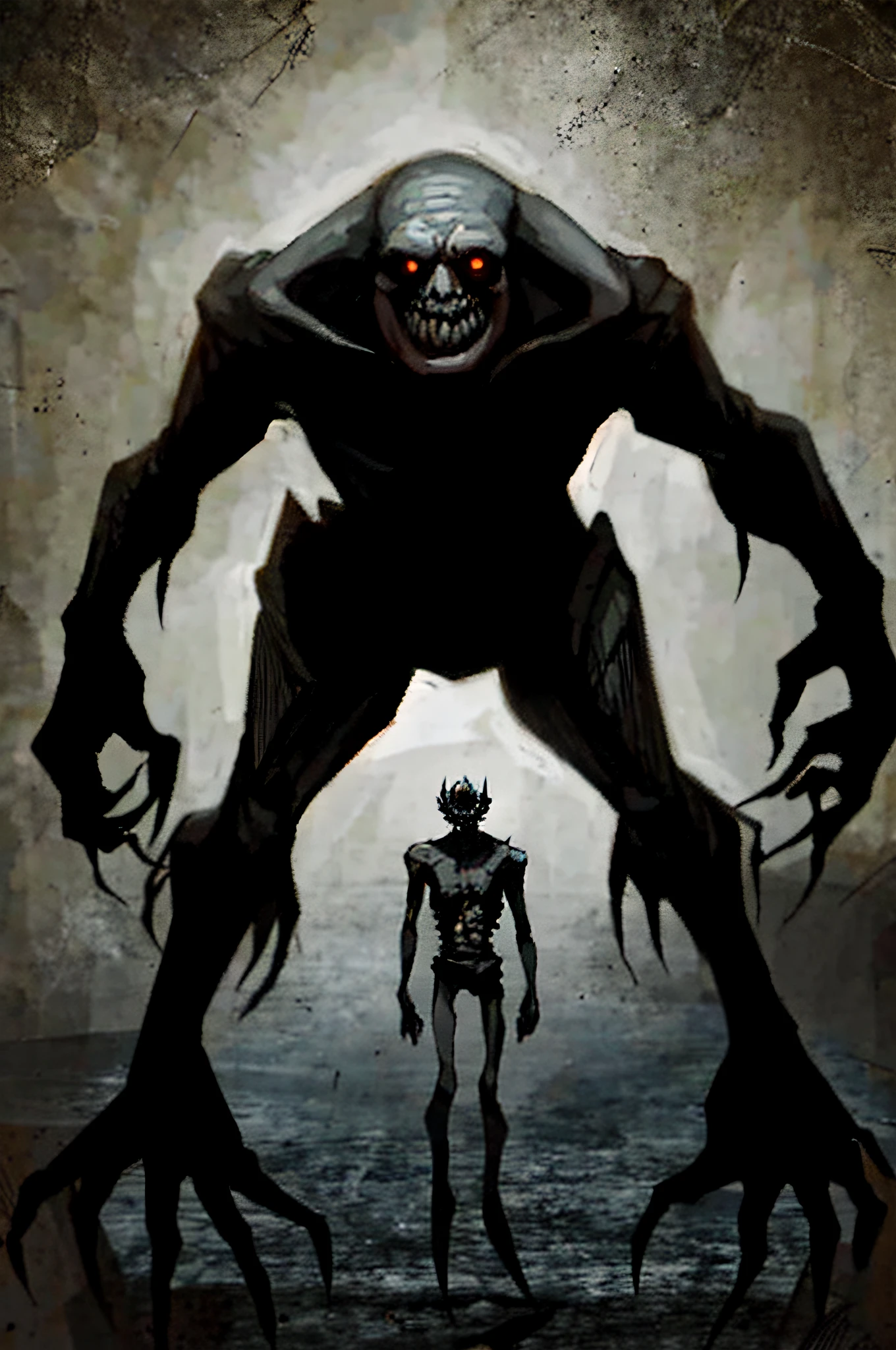 Full body, symmetrical, terrifying, night ,desolate, monster