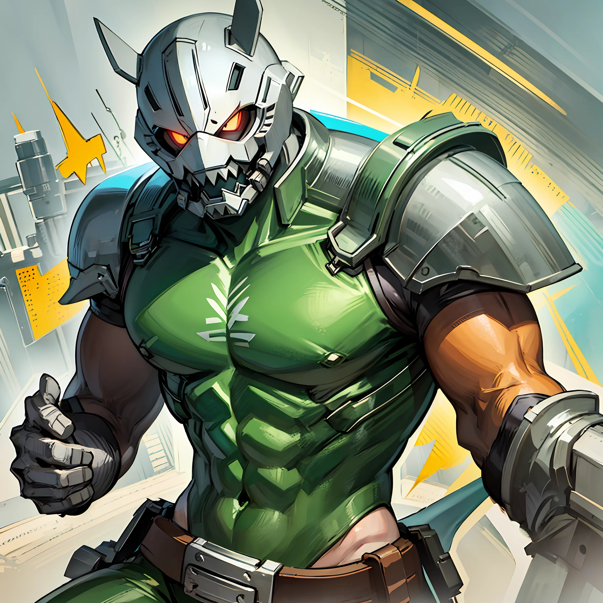 Shark matching the hulk in green, yellow and red details on the armor --auto --s2