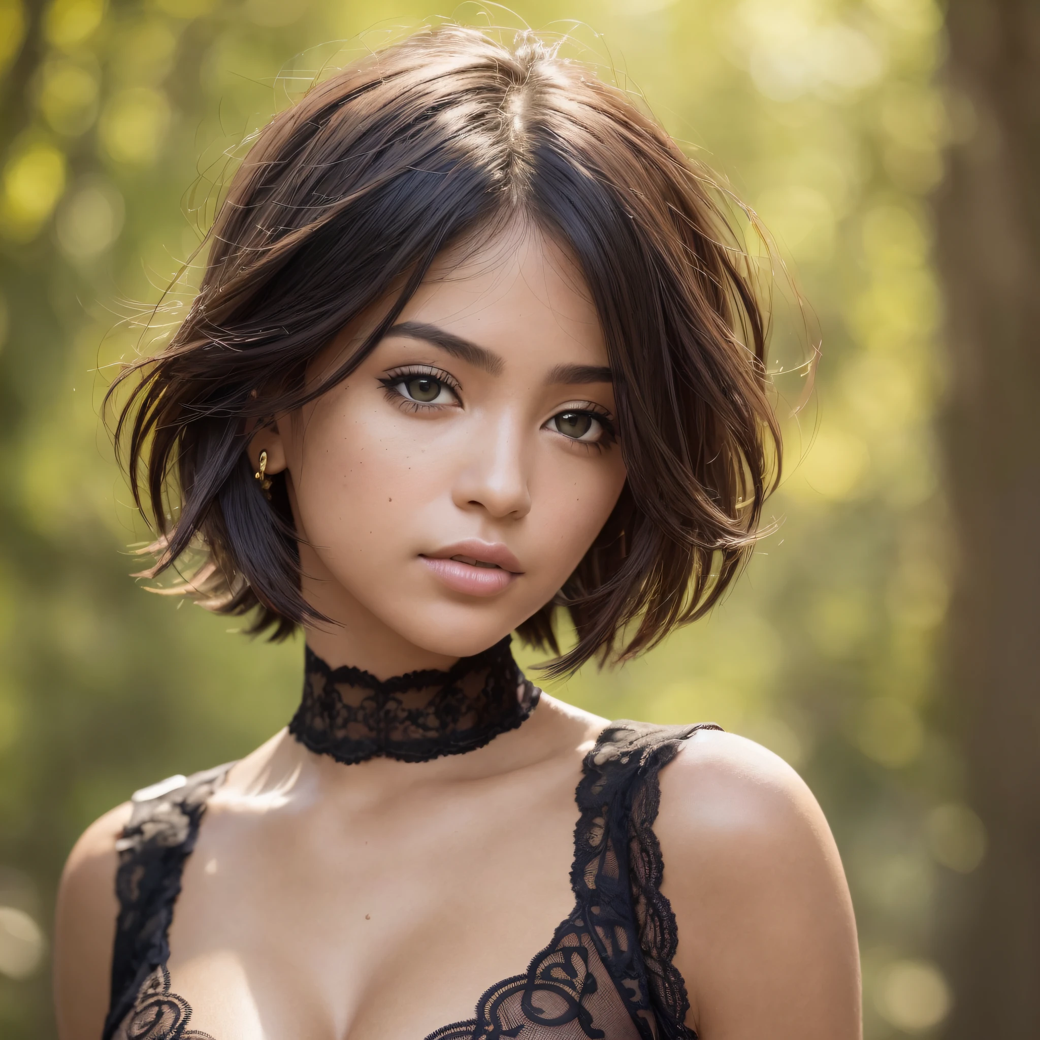 (Colorfull:1.2), deep shadow, ((photogenic, rule of thirds)), RAW photo of (a woman:1.3), highly detailed woman, (high detailed face:1.3), (high detailed skin:1.2), detailed skin, skin imperfections, natural skin tone, slime body, pearky breats, (complete eyes, complete face:1.2),(shiny eyes:1.2), extremely detailed eyes and face, (piercing brown eyes:1.2), extremely detailed hairs , Lips glossines, (Black hair:1.3),((Short hair)), ((Medium breasts)), (Photorealistic Natural Human Body), wearing an extremely detailed AGPCostume, (Back View:1.3) in UE5 setting and rendering 4x with this photorealistic and dynamic (Large Shot). Captured in stunning 4K and 8K resolution, Sony α7 IV and 50mm Sigma f/1.4 ZEISS lens, the portrait is expertly captured by renowned photographer Justin Hogan, known for his sharp focus, film grain and rich, deep colors, shadows. The lighting, featuring a golden warm light and soft, natural volumetric lighting, provides an elegant and ethereal ligthing feel to the shot --auto --s2