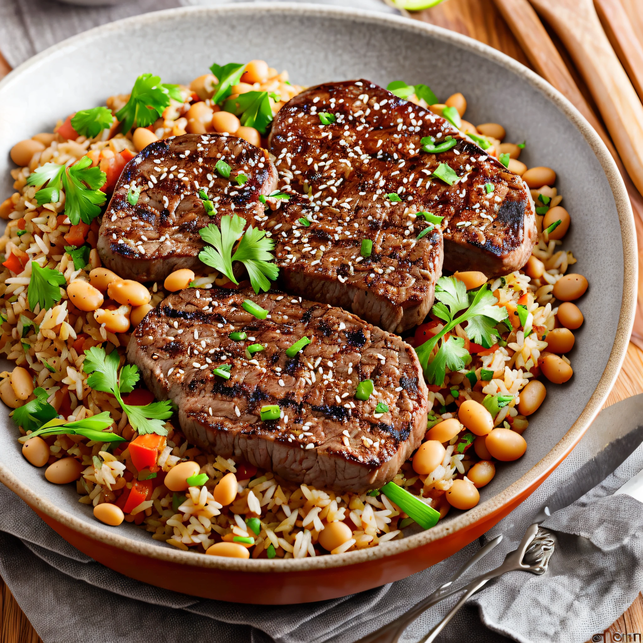 rice beans onioned steak --auto --s2