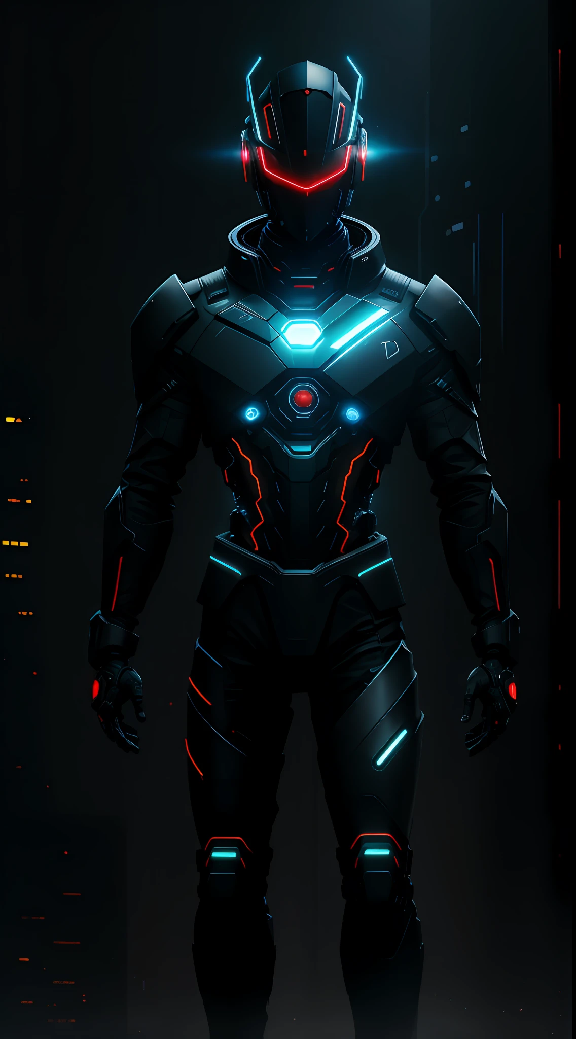 1man, lord with cybernetic pieces, shiny visor, light black short hair, techwear, big black jacket, outdoor skyscraper, neon rim light, night, rain, volumetric lighting, best quality, masterpiece, realistic