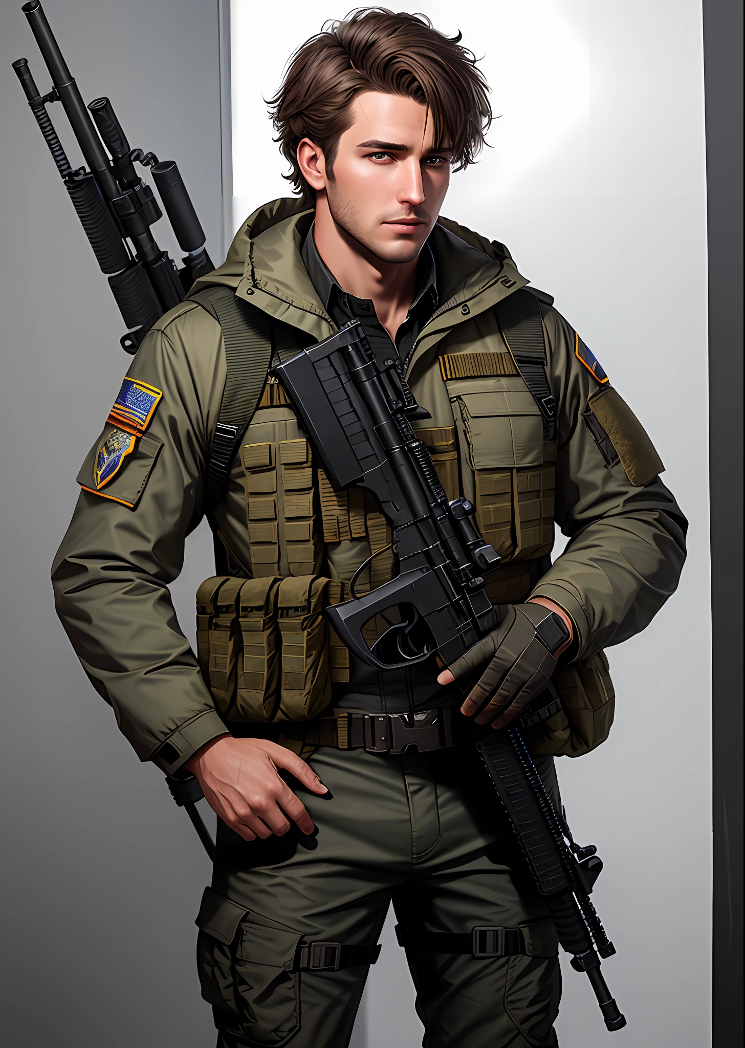 Arafed man in military uniform holding a gun and rifle - SeaArt AI