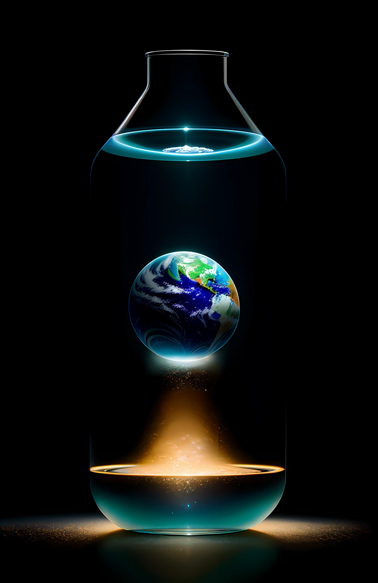 Earth, space, reality, refraction of atmospheric light in a bottle, by Lee Jeffries Nikon D850 Film Stock Photo 4 Kodak Portra 400 Camera f1.6 Lens Rich colors Ultra-realistic realistic textures Dramatic lighting Unreal Engine Trending at Art Station Cinestir 800, Style Glass