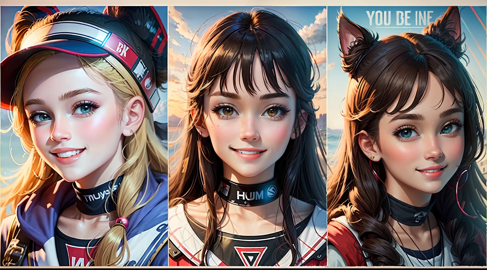 A banner for a youtube channel, a lot of pretty girls, masterpiece, highest quality, smiling, 4k