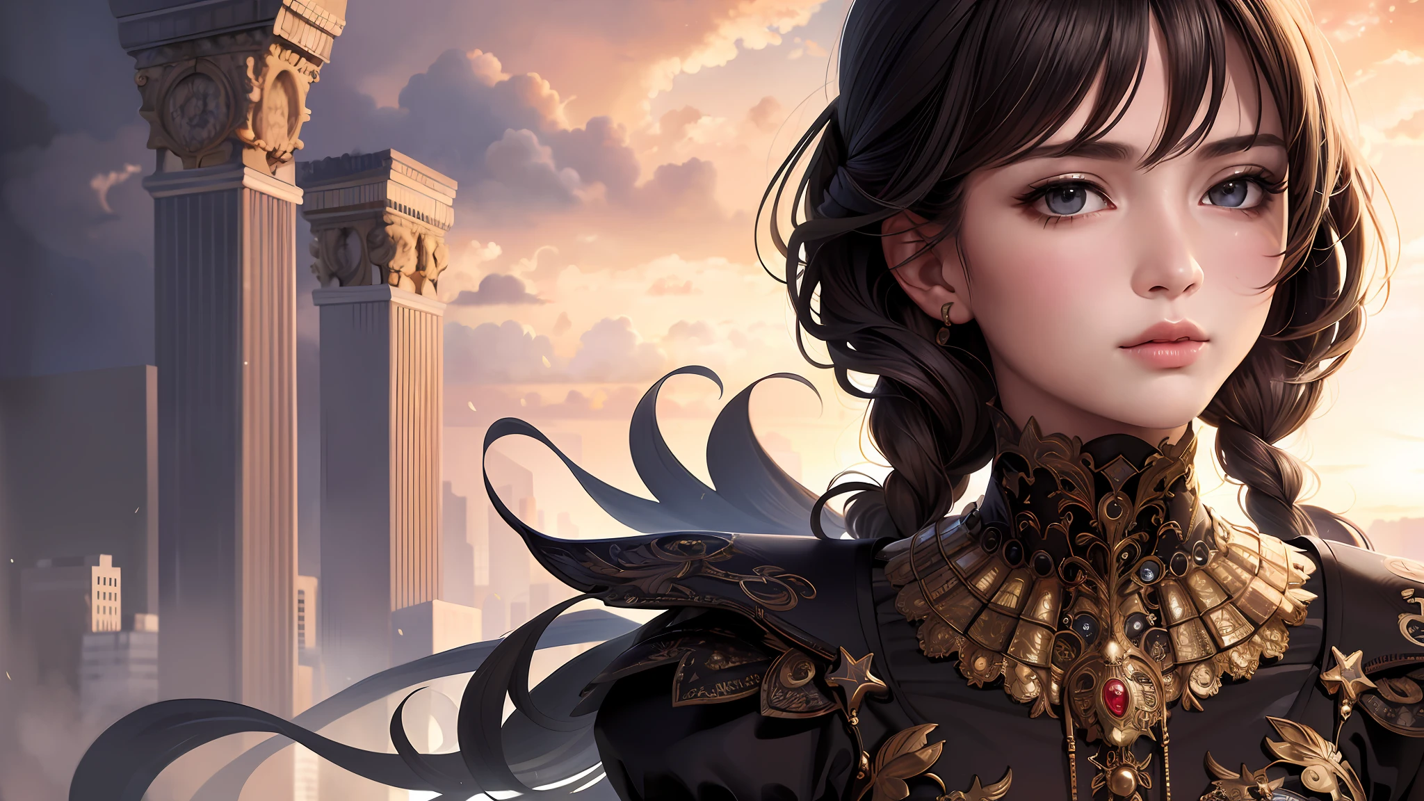 (masterpiece),(best quality:1.0), (ultra highres:1.0), detailed illustration, portrait, detailed, girls, detailed beautiful skin, face focus,dim light,grim theme,small waist