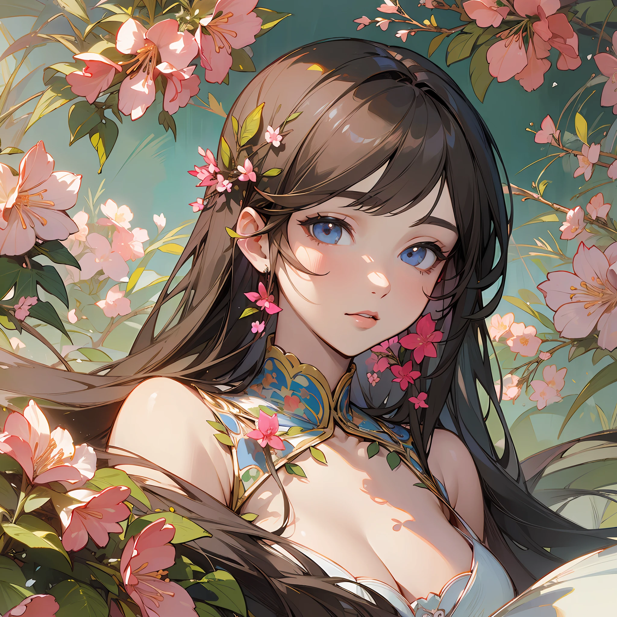 "(((masterpiece))), best quality, high resolution, breathtakingly beautiful illustration, vibrant colors, delicate petals, vivid depiction of flora"(flores de bougainville). --auto --s2