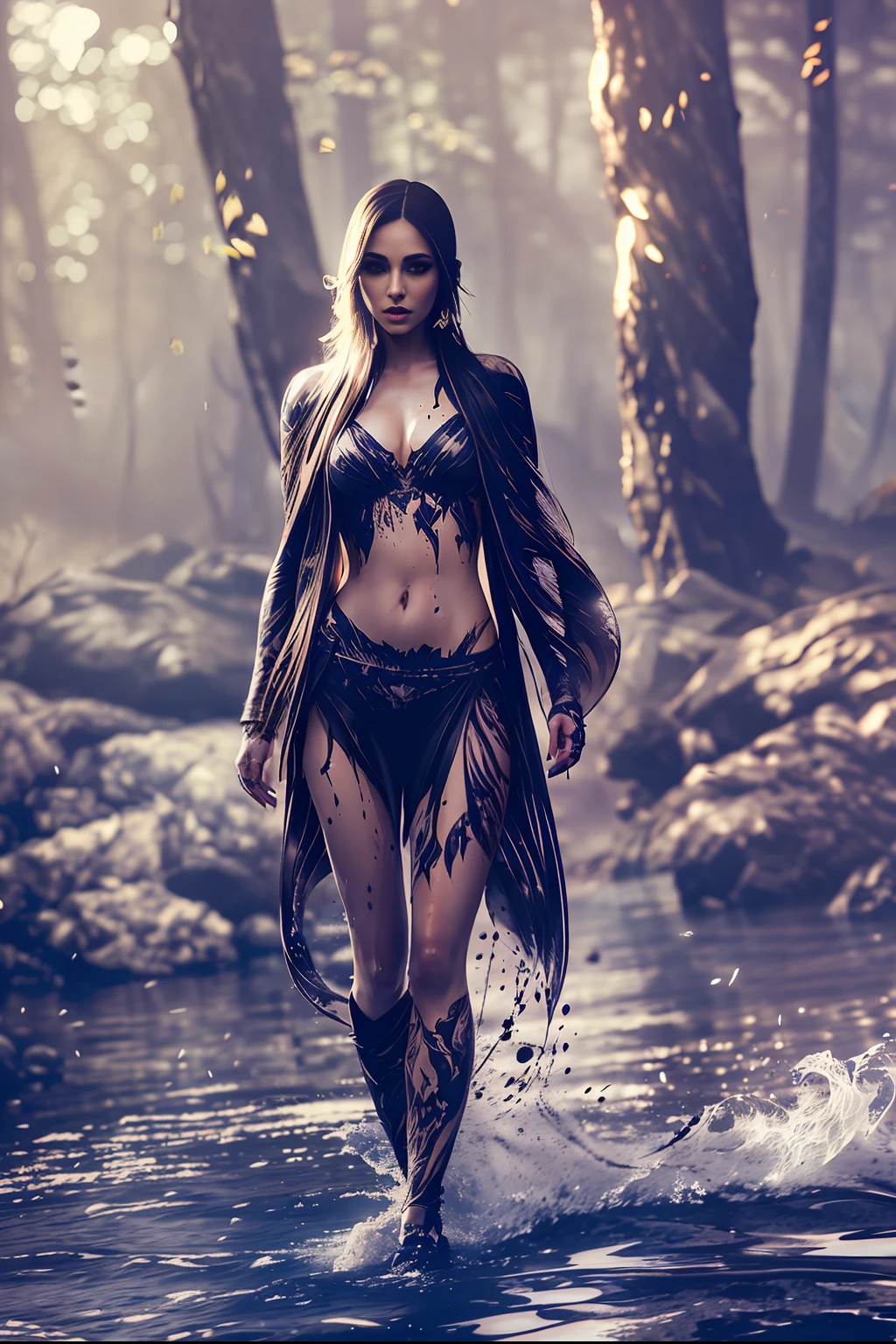 (((ink splashes))), women, full body, nature photography, photo rendering, realistic textures, color dynamics, octane rendering, cinematic lighting, enhancement, soft light beam, perfect face.