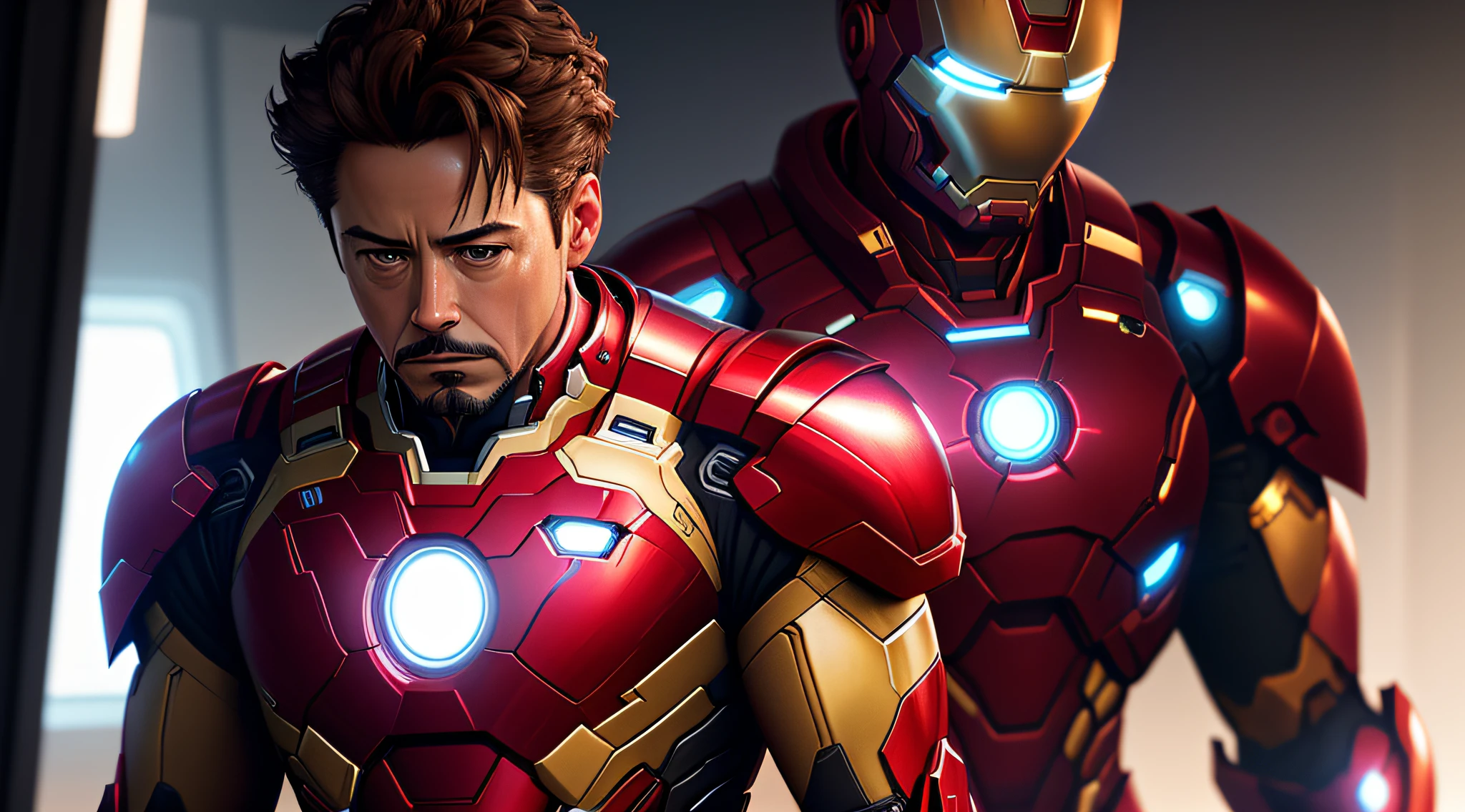 "Tony Stark is Iron Man without a helmet, in soft-lit photography with subtle details. Octana, Artstation trend, ultra-high detail, ultra-realism, cinematic effect, 16k."