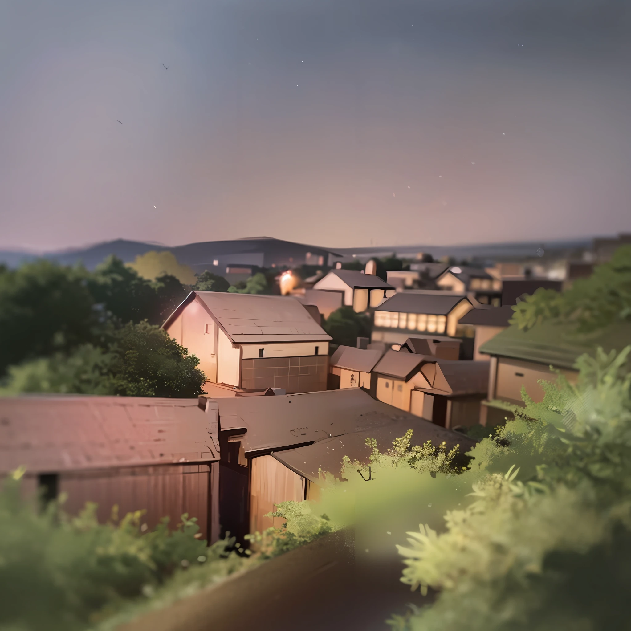 The village is in a dark sky with no sunlight --auto --s2