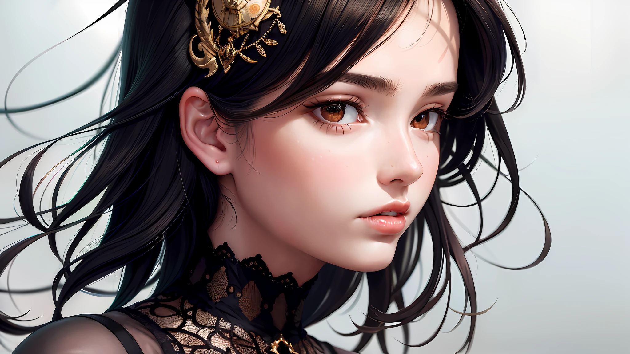(masterpiece),(best quality:1.0), (ultra highres:1.0), detailed illustration, portrait, detailed, girls, detailed beautiful skin, face focus,dim light,grim theme,small waist