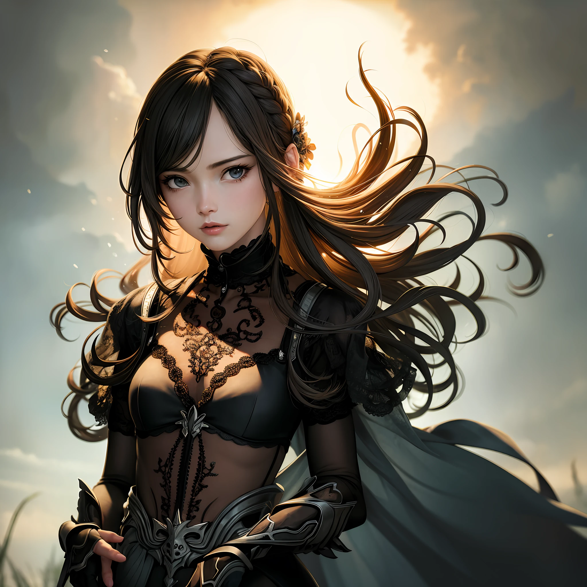 (masterpiece),(best quality:1.0), (ultra highres:1.0), detailed illustration, portrait, detailed, girls, detailed beautiful skin, face focus,dim light,grim theme,small waist
