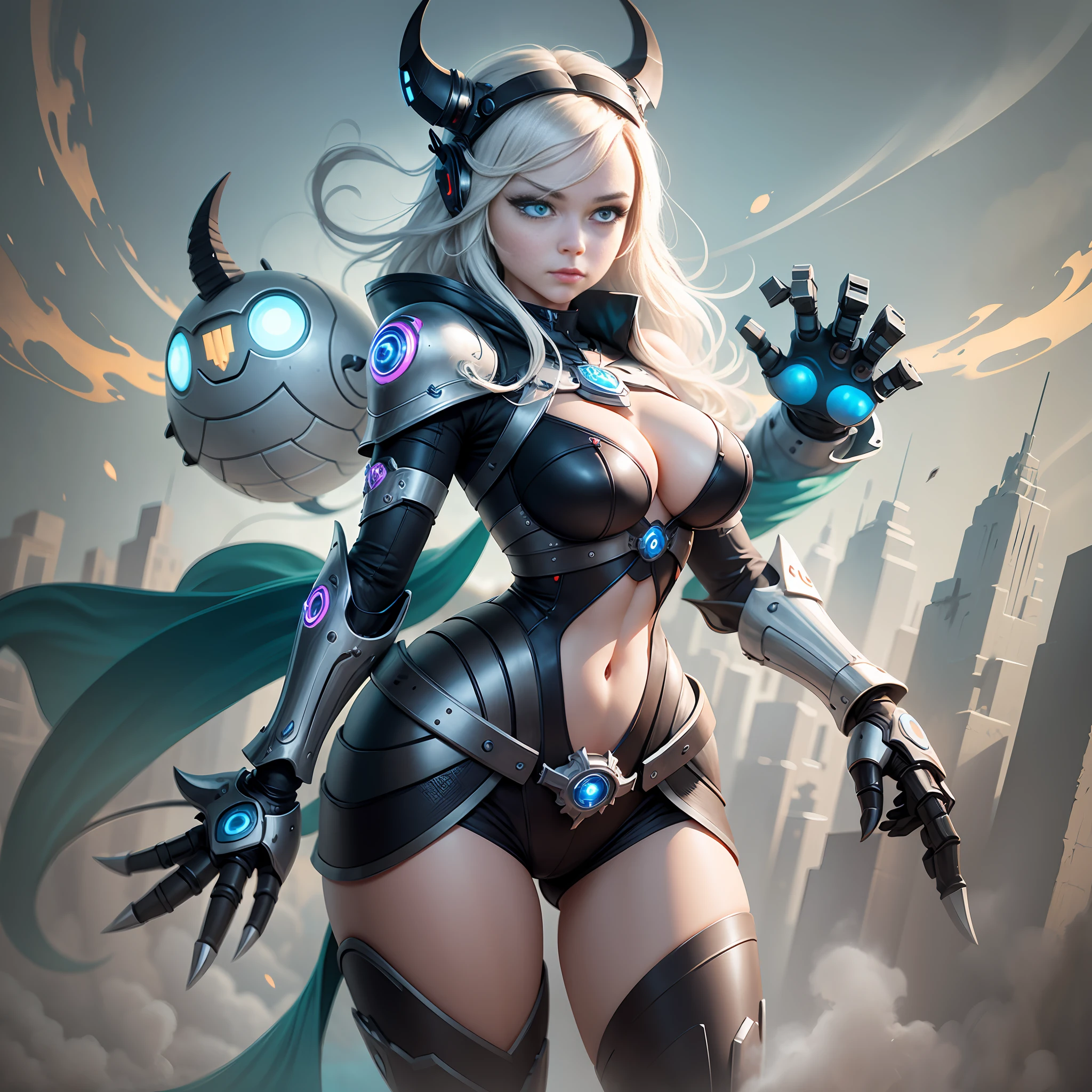 : A full-body woman's Viking robot can have a lovely design, with large, expressive eyes, bright colors, and rounded shapes, which make it attractive cartoon style
