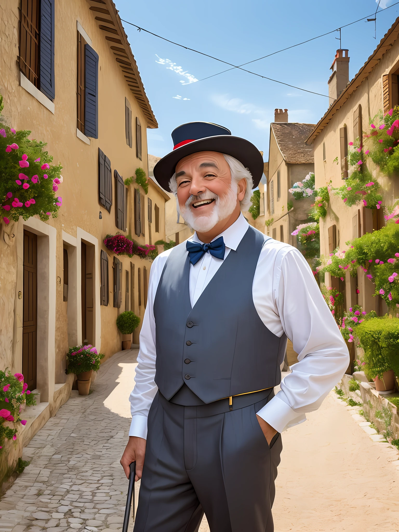 Fernandel:
Masterpiece Photography Ultra Realistic Description: Fernandel, the beloved French actor and comedian, brings his infectious smile and comedic talent to life in this hyper-realistic 4K photograph. Dressed in his trademark hat and suspenders, he stands against a backdrop of a quaint Provençal village, exuding warmth and humor. His expressive eyes and playful gestures invite laughter and joy. The hyper-realistic portrayal captures the intricate details of his unique style and the picturesque charm of the village, creating a delightful depiction of comedic genius. Fernandel's timeless appeal and comedic brilliance are beautifully showcased in this captivating photograph.