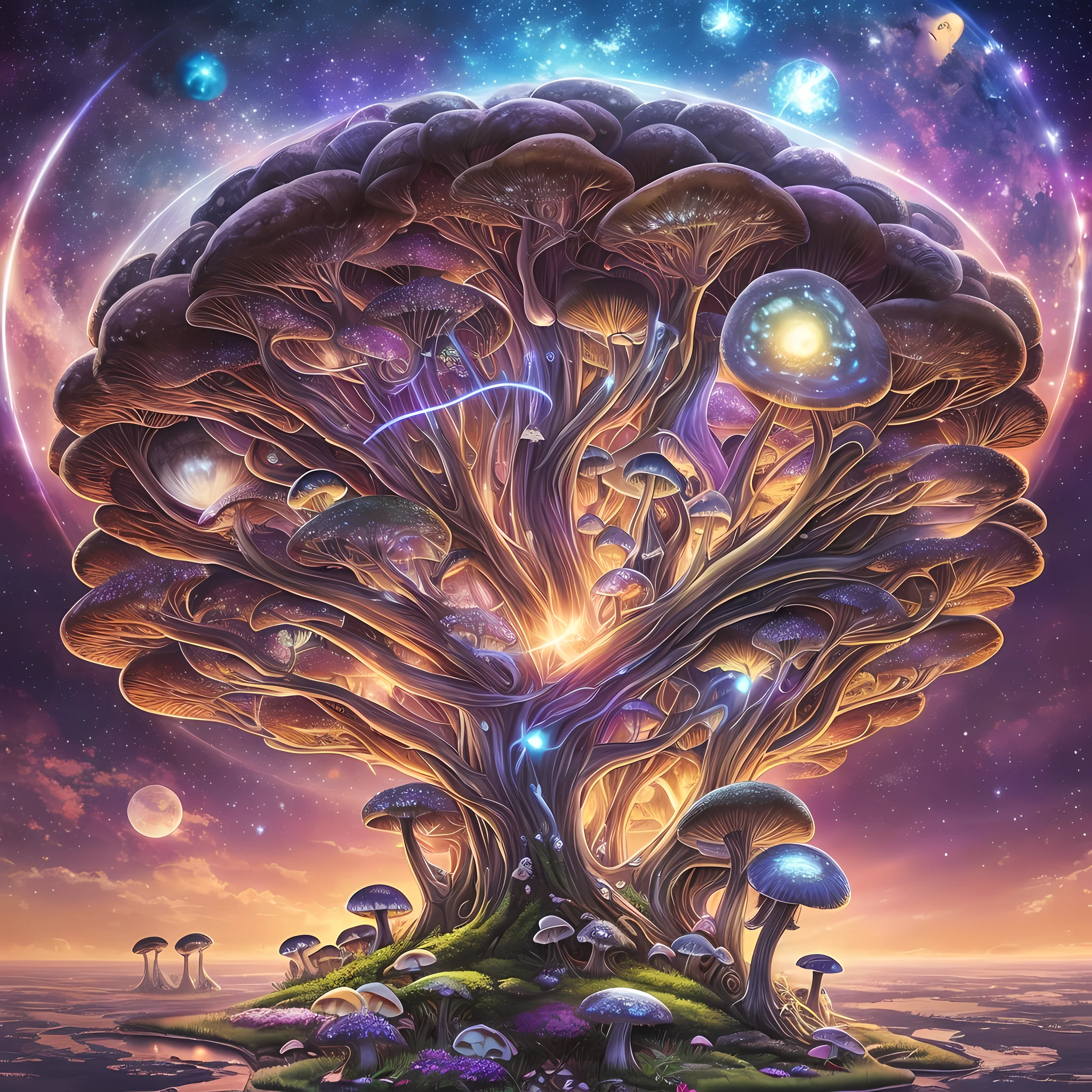 galactic stellar symbiotic bioship with mushroom details, ultrarealism, fantasy anime, magic, mystery --auto --s2