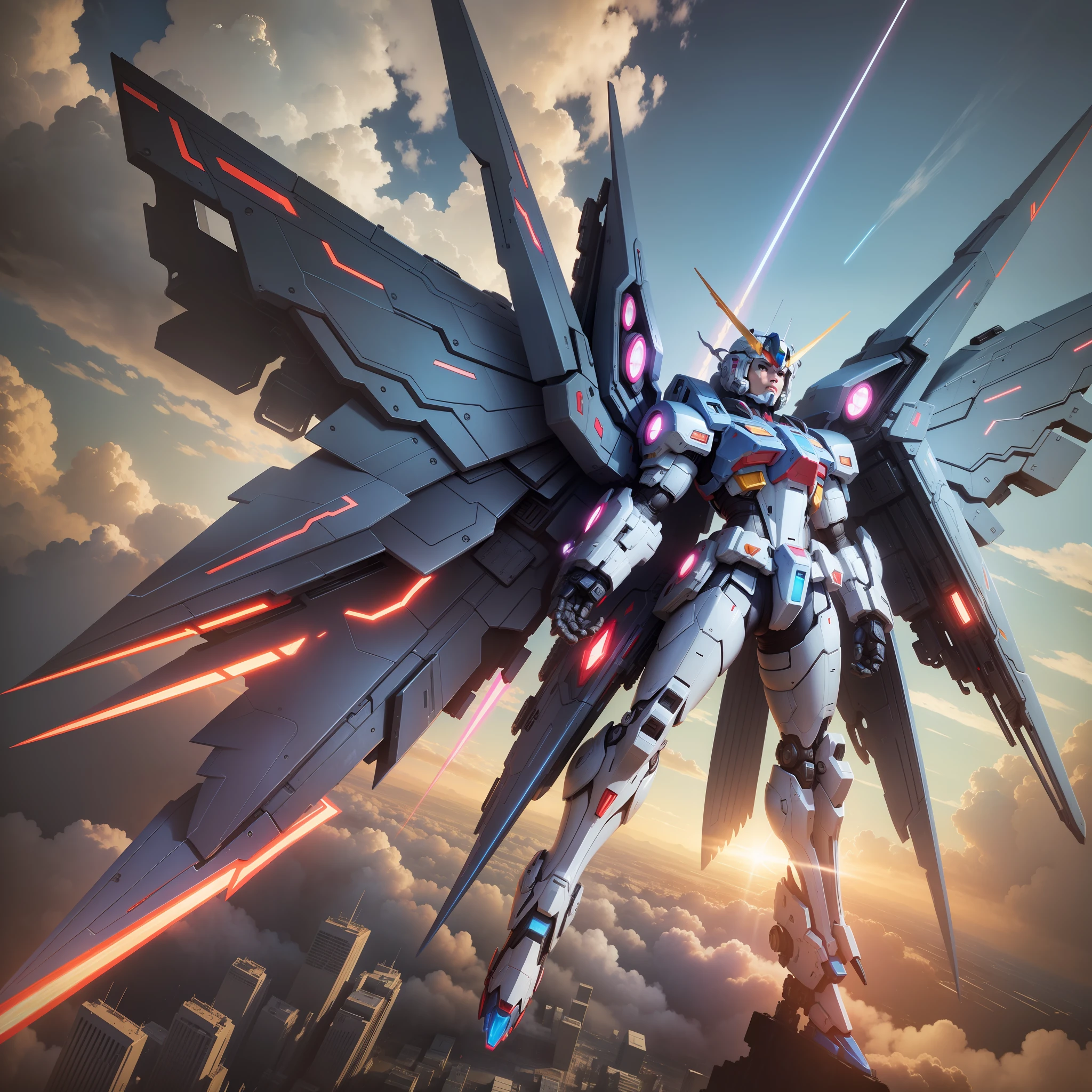 Giant Robot Wings of an Angel Cyberpunk Future World SE Gundam Beam Saber Top Quality Masterpiece Universe