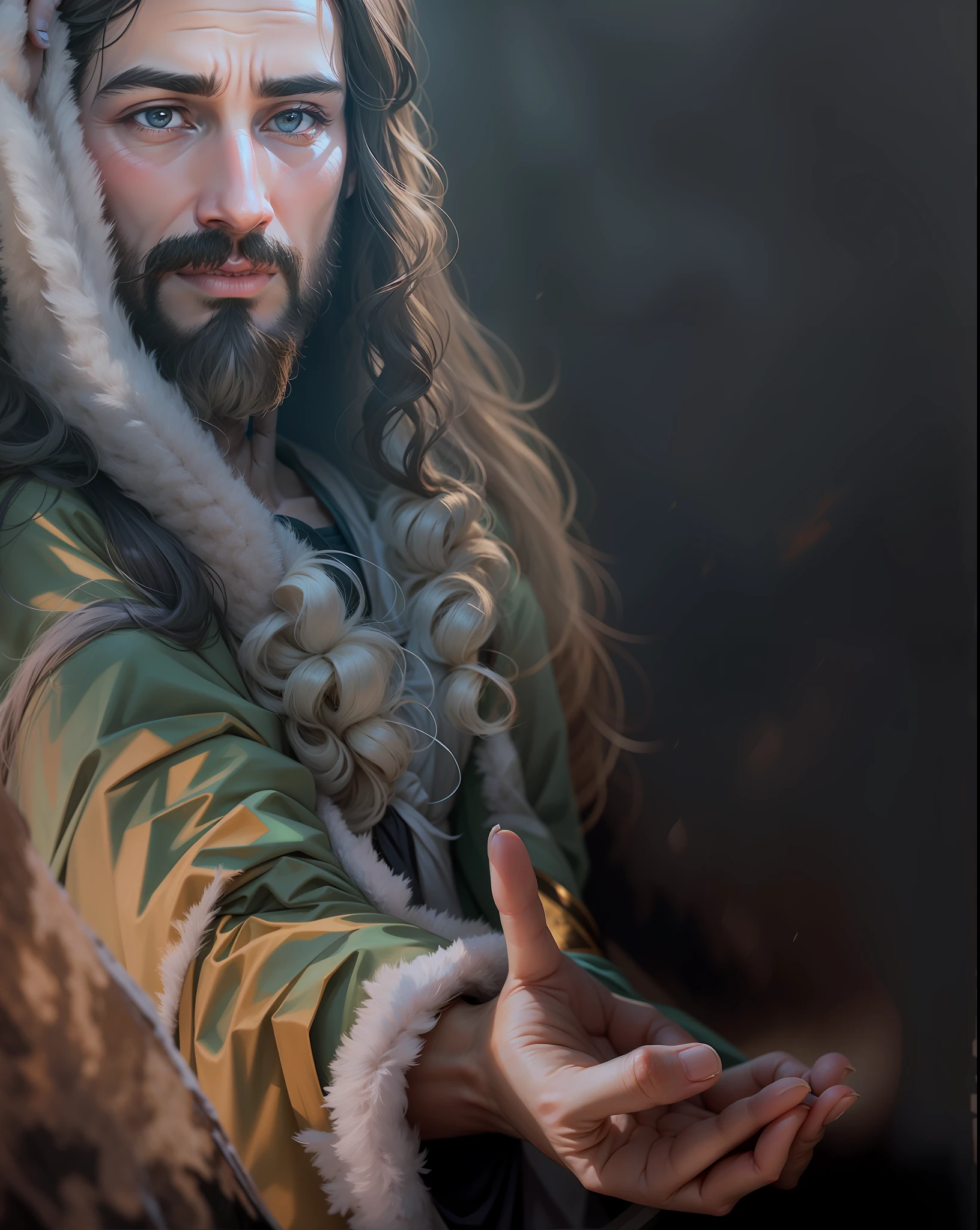 Jesus Christ, appeaser, extends a hand as a sign of help and love