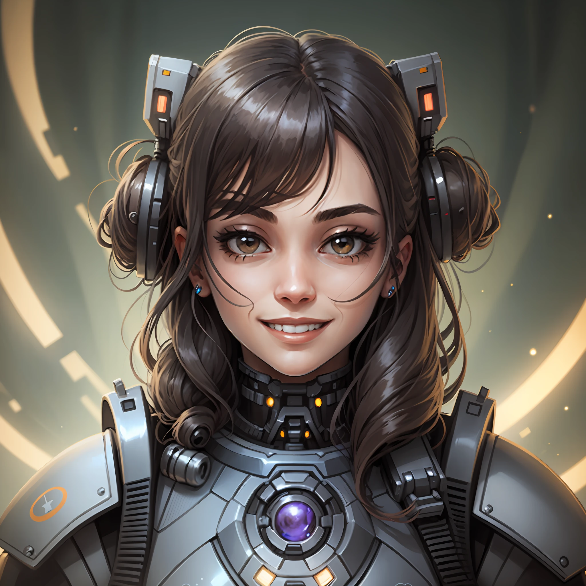 a portrait of a woman, robot, smiling --auto --s2