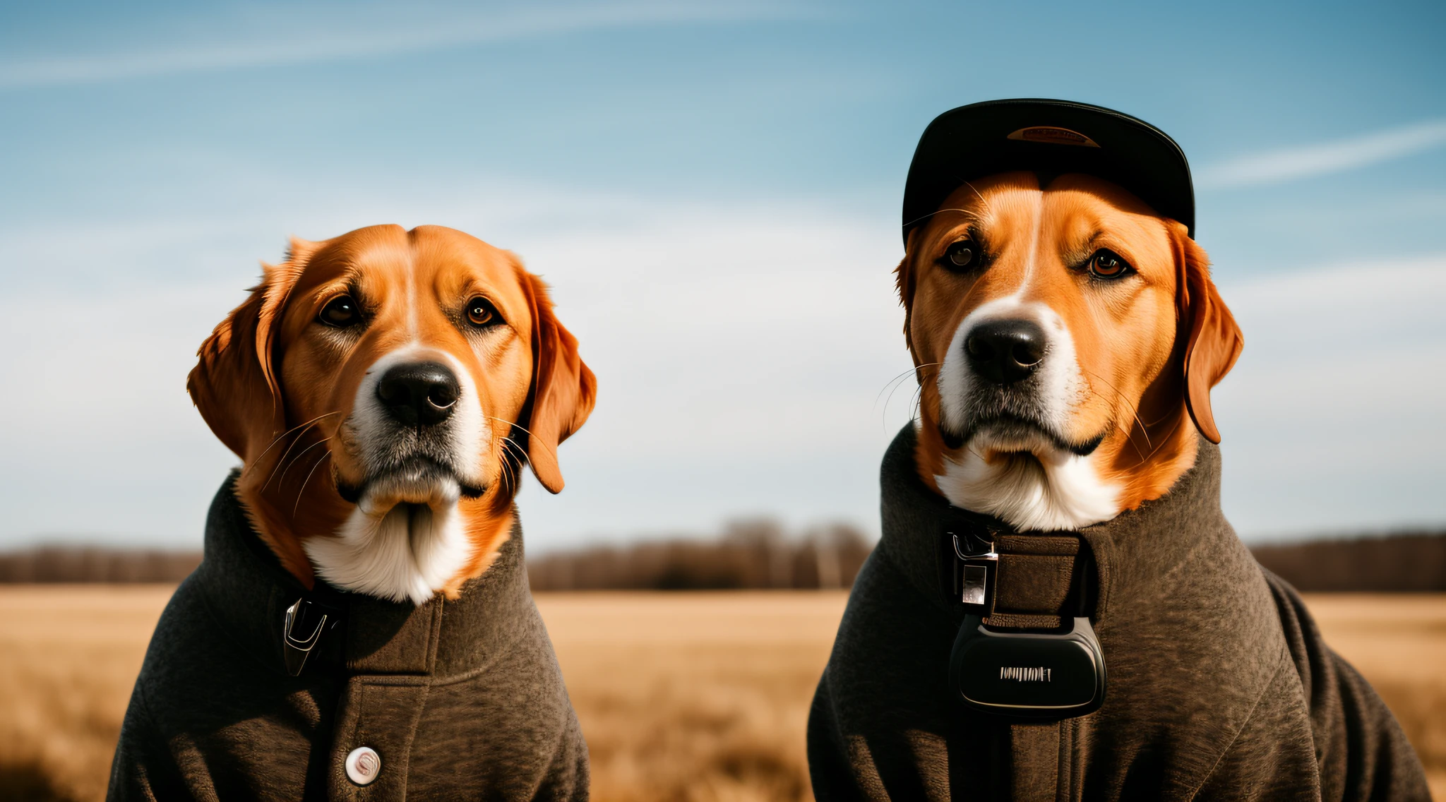 RAW photo, animal, a portrait photo of [man:dog:2] humanoid in clothes, face, 8k uhd, dslr, soft lighting, high quality, film grain, Fujifilm XT3