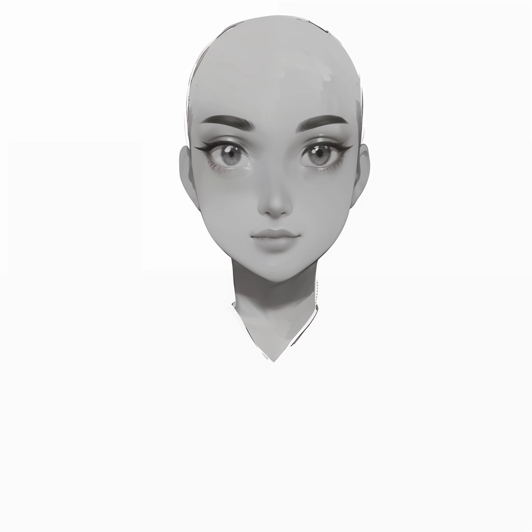 1 girl, black and white