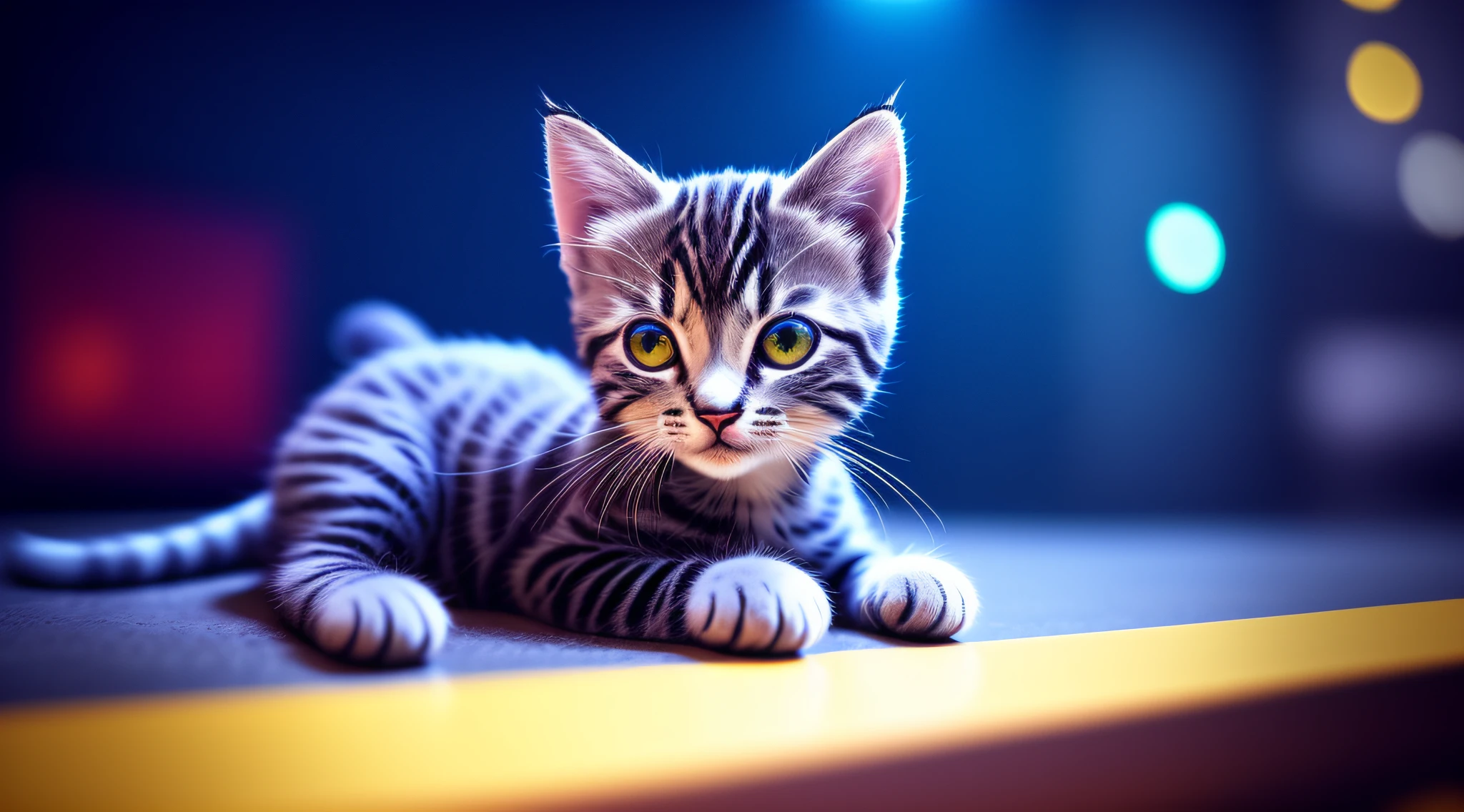 a cute kitten made out of metal, cyborg, cyberpunk style, ((intricate details)), hdr, ((intricate details, hyperdetailed)), cinematic shot, vignette