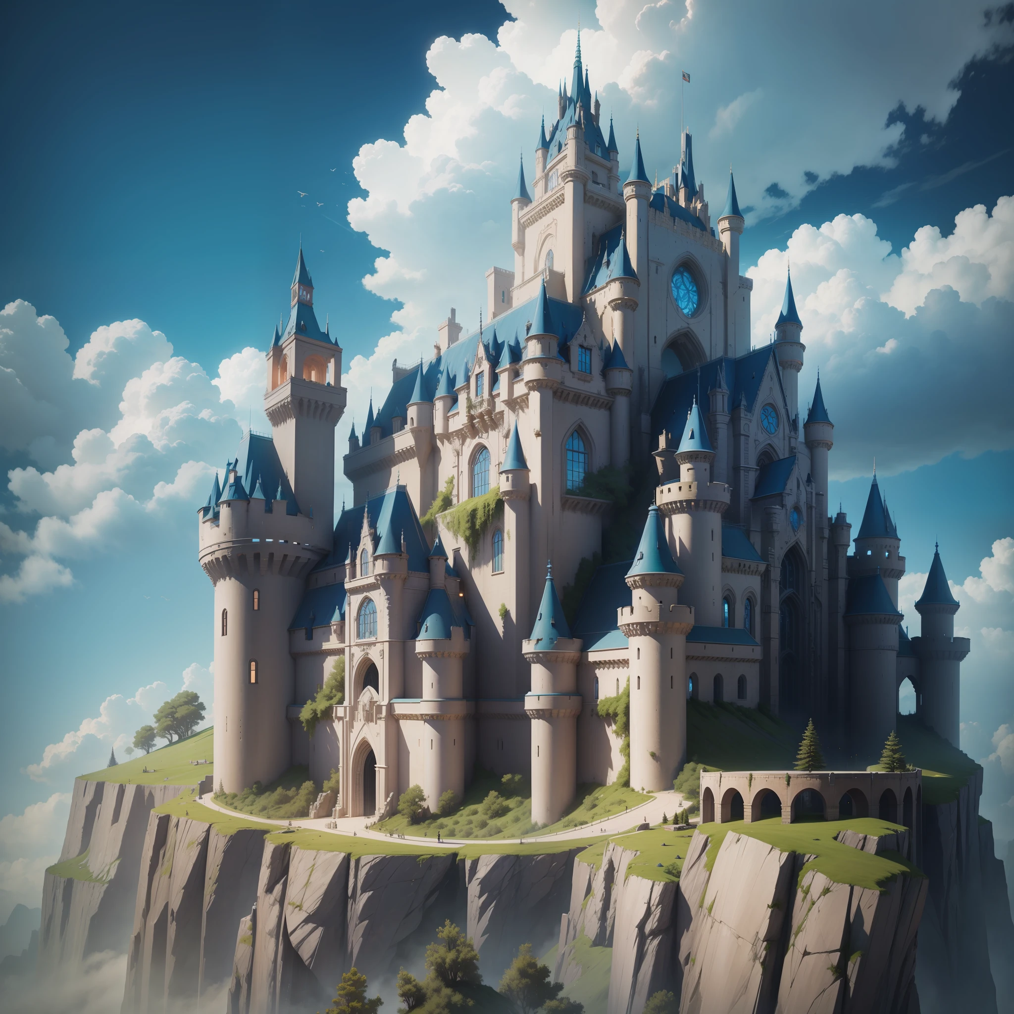 Super Huge Castle Pierce Through the Clouds Nature Top Quality Masterpiece Cyberpunk Just Huge Big Scale Sci-Fi