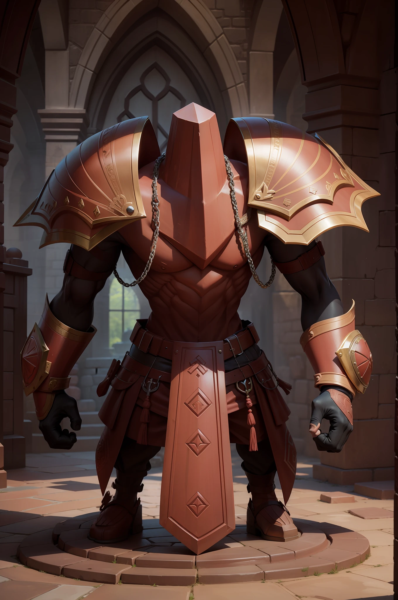Red sandstone, shield, big fists