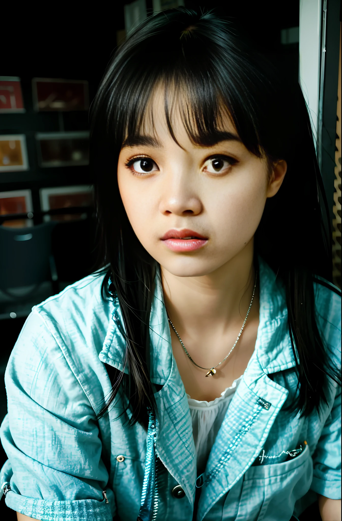 there is a young woman sitting at a table with a plate of food, jinyoung shin, lee ji - eun, lee ji-eun, chiho, park ji-min, heonhwa choe, shin min jeong, hwang se - on, sui ishida with black hair, female actress from korea, yukii morita, portrait of female korean idol