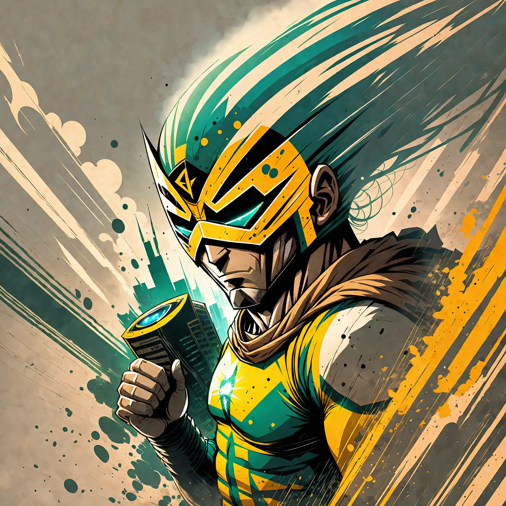 Illustrative image of a masked Brazilian superhero --auto --s2