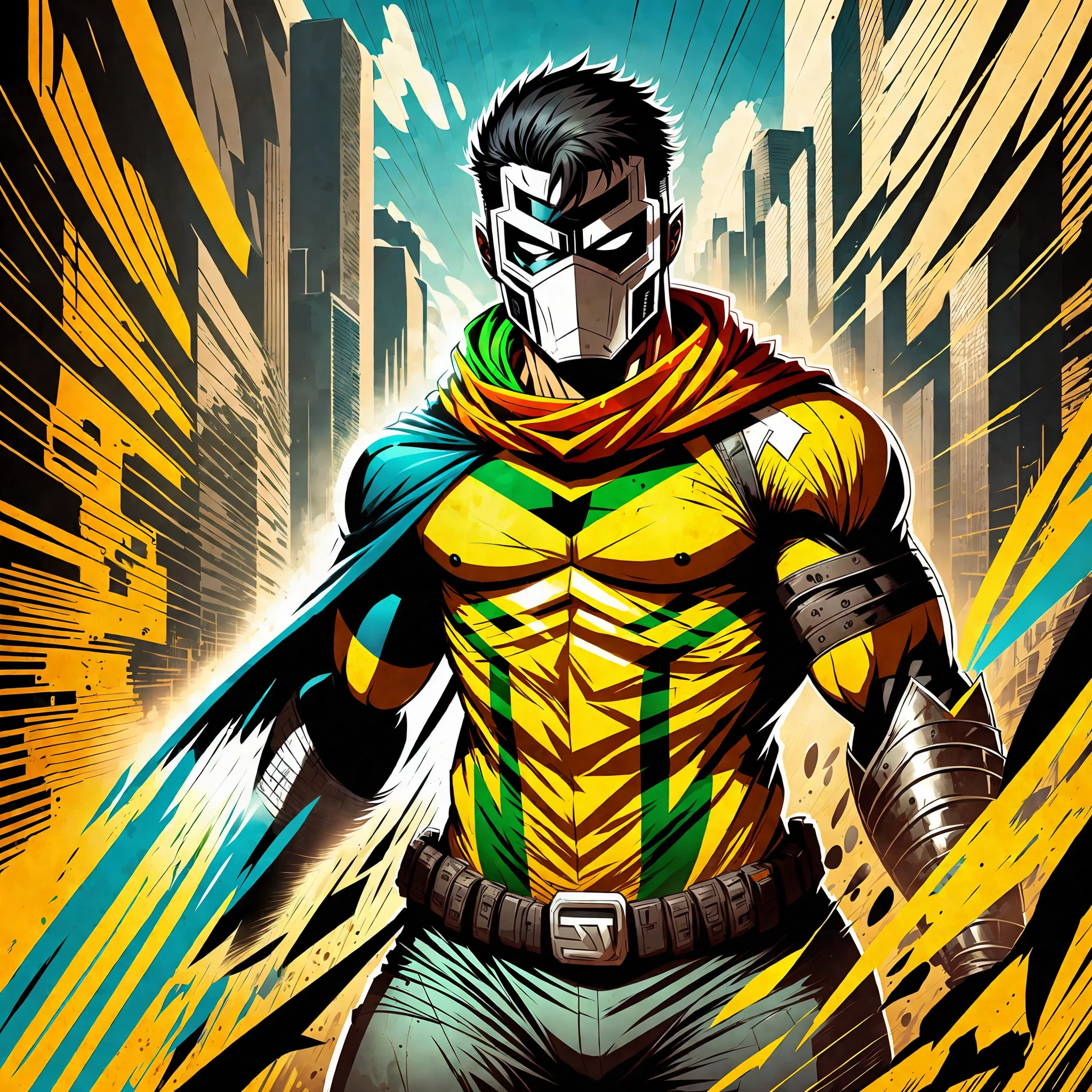 Illustrative image of a masked Brazilian superhero --auto --s2