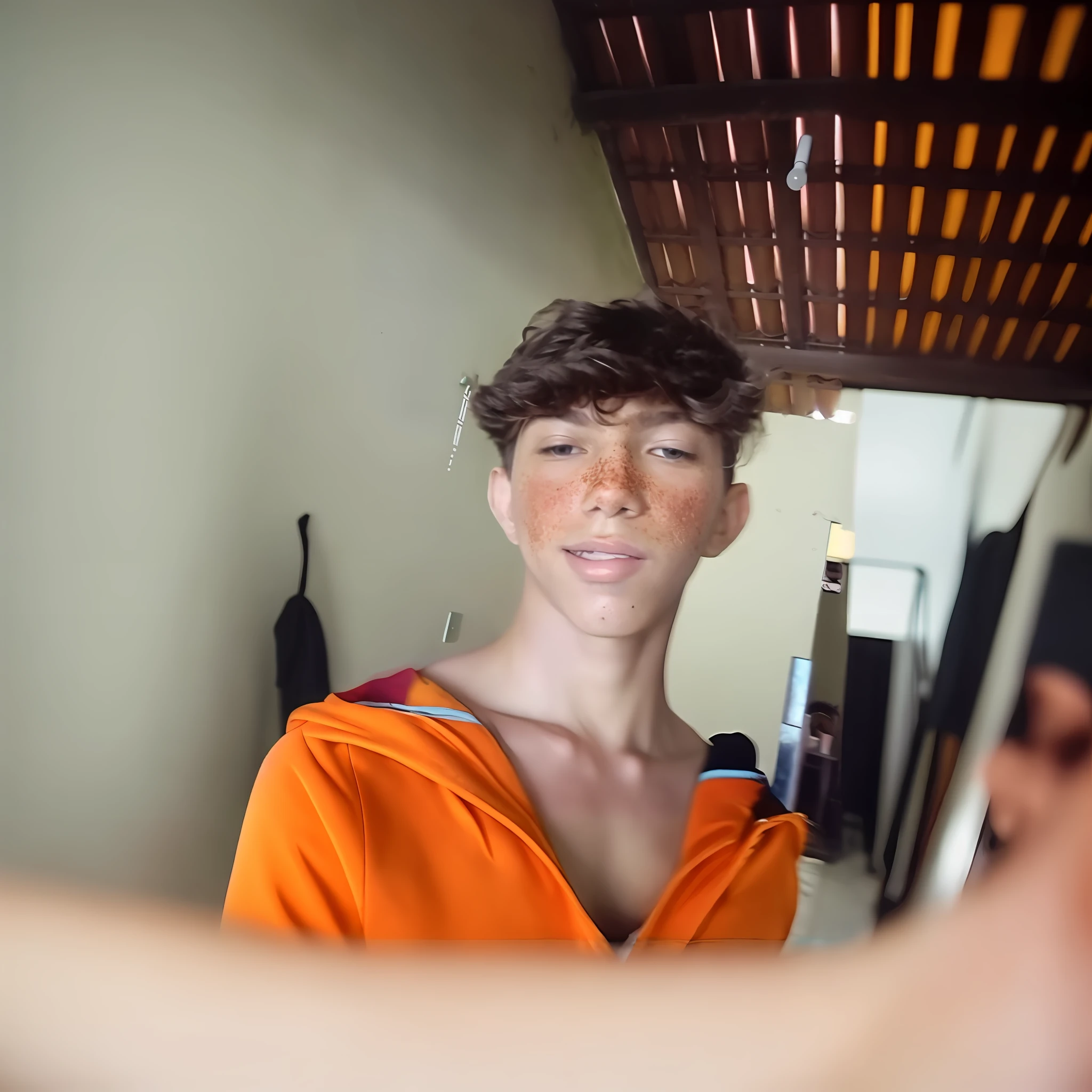 there is a woman with freckles on her face taking a selfie, freckles on his face, caio santos, 1 7 - year - old boy thin face, with freckles, tommy 1 6 years old, mateus 9 5, freckles!!!, freckles on the nose, twink, sweaty face, perfect face and boy, instagram selfie, with instagram filters